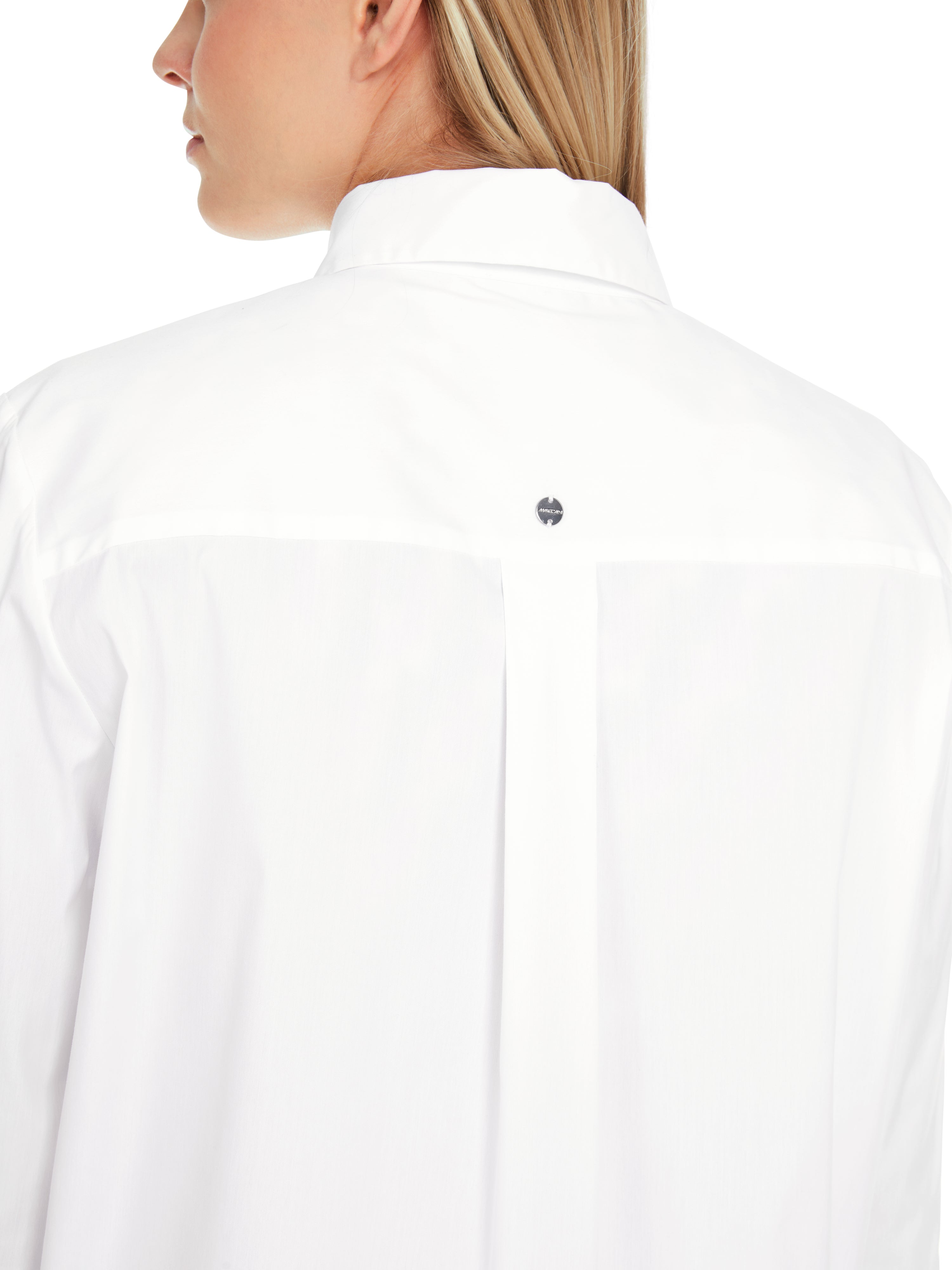 White Rhinestone Trim Cotton Shirt