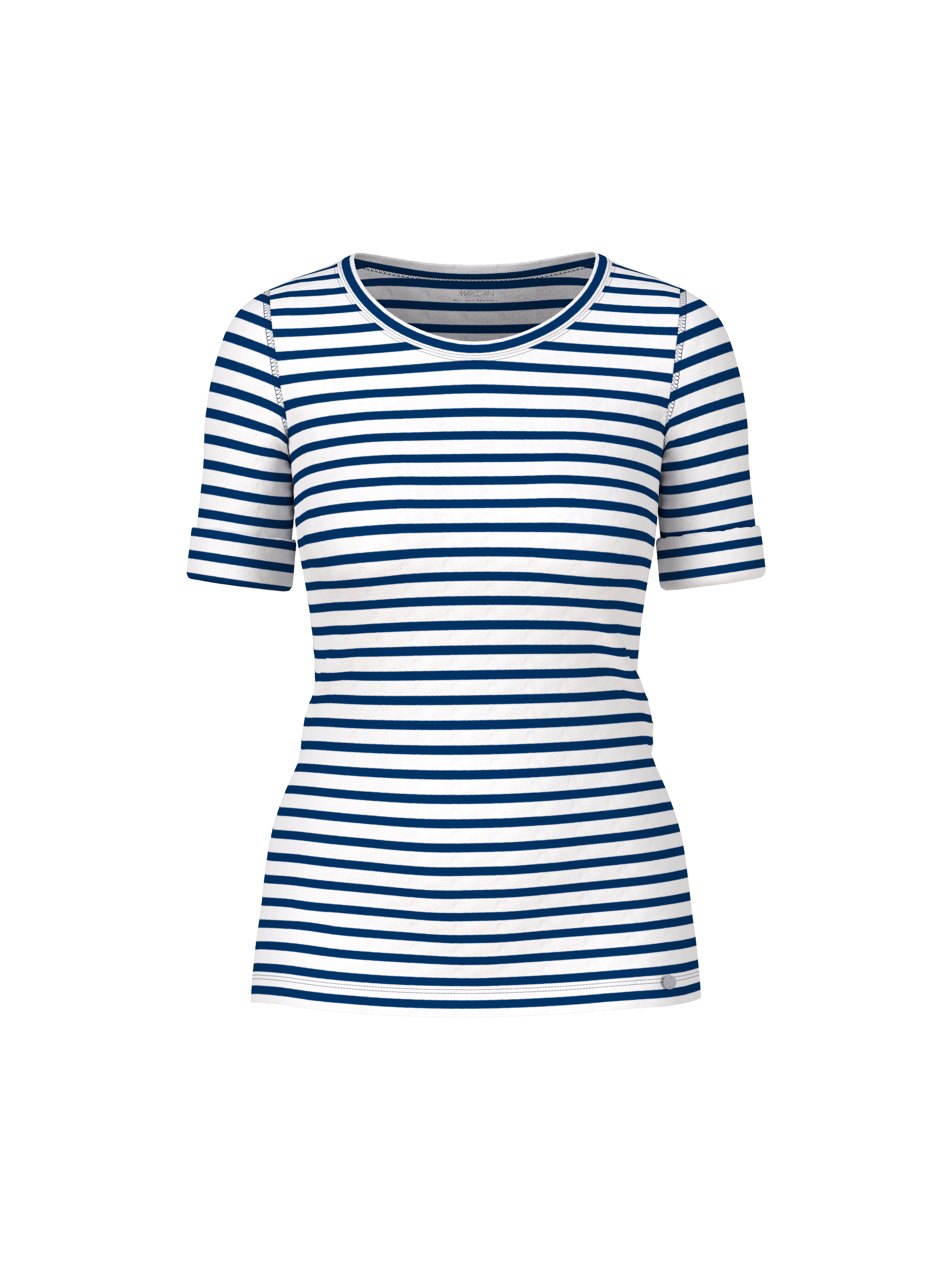 Midnight Blue Stripe Stretch Cotton T-Shirt