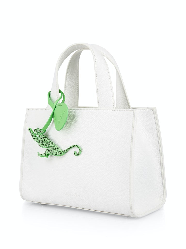 Off White Small Faux Leather Tote Bag