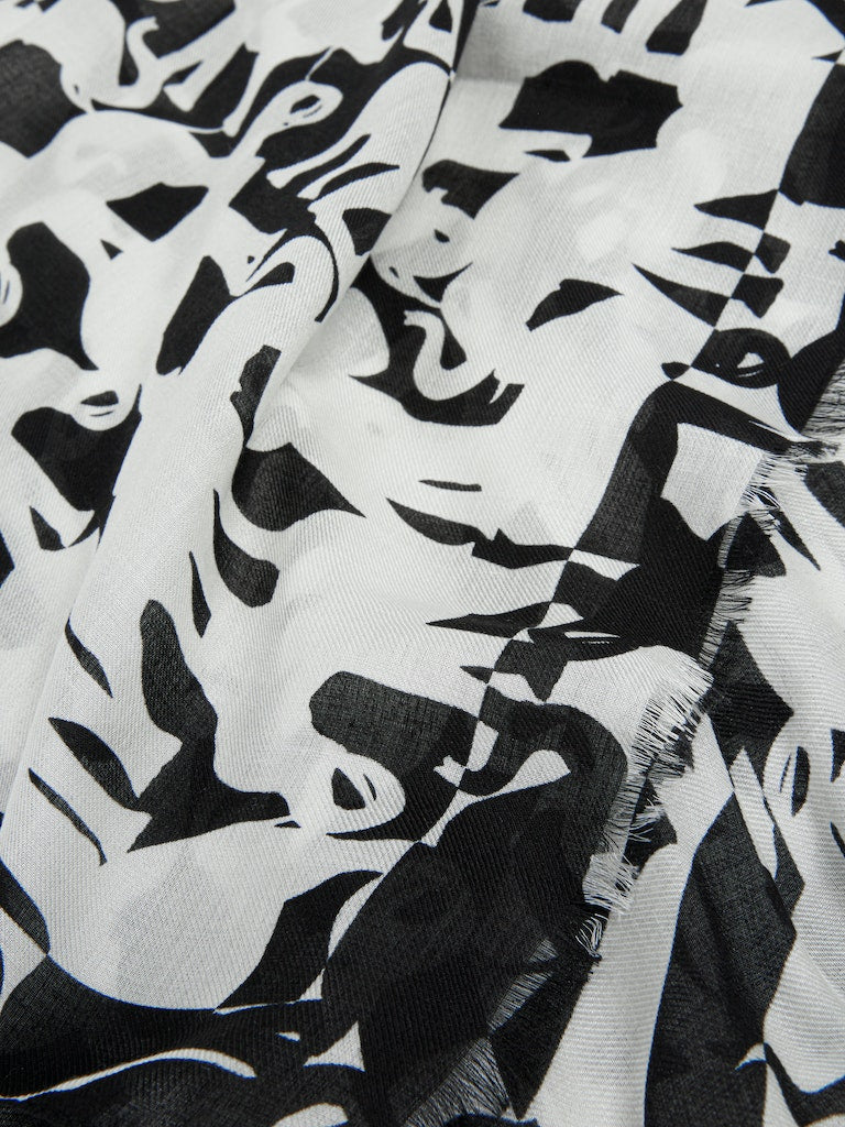 Black & White Bele Animal Print Modal & Silk Scarf
