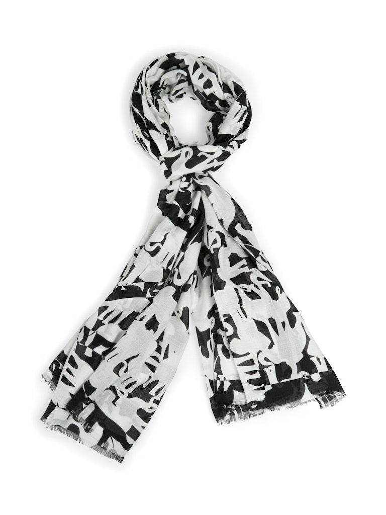 Black & White Bele Animal Print Modal & Silk Scarf