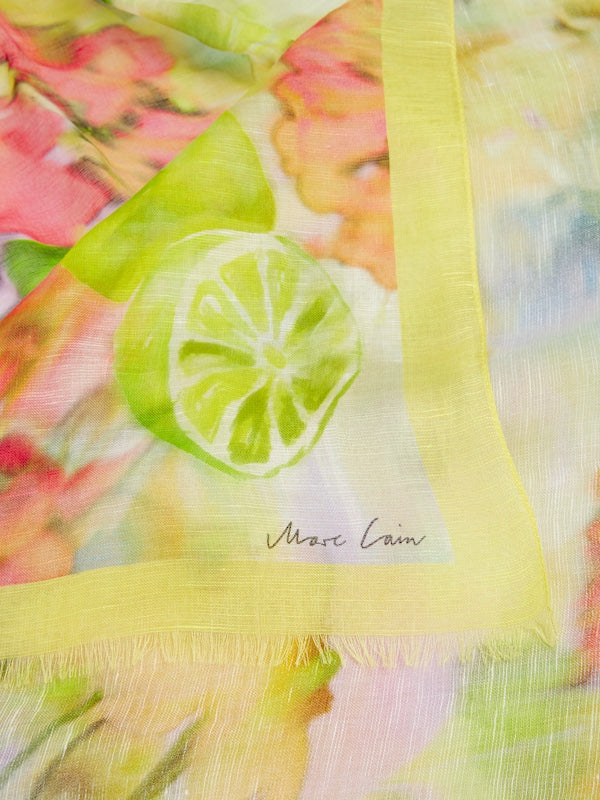 Pale Lemon Linen Blend Limoncello Print Scarf