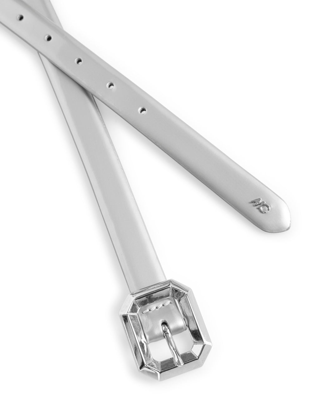 Silver Metallic Belt With Octagon Buckle