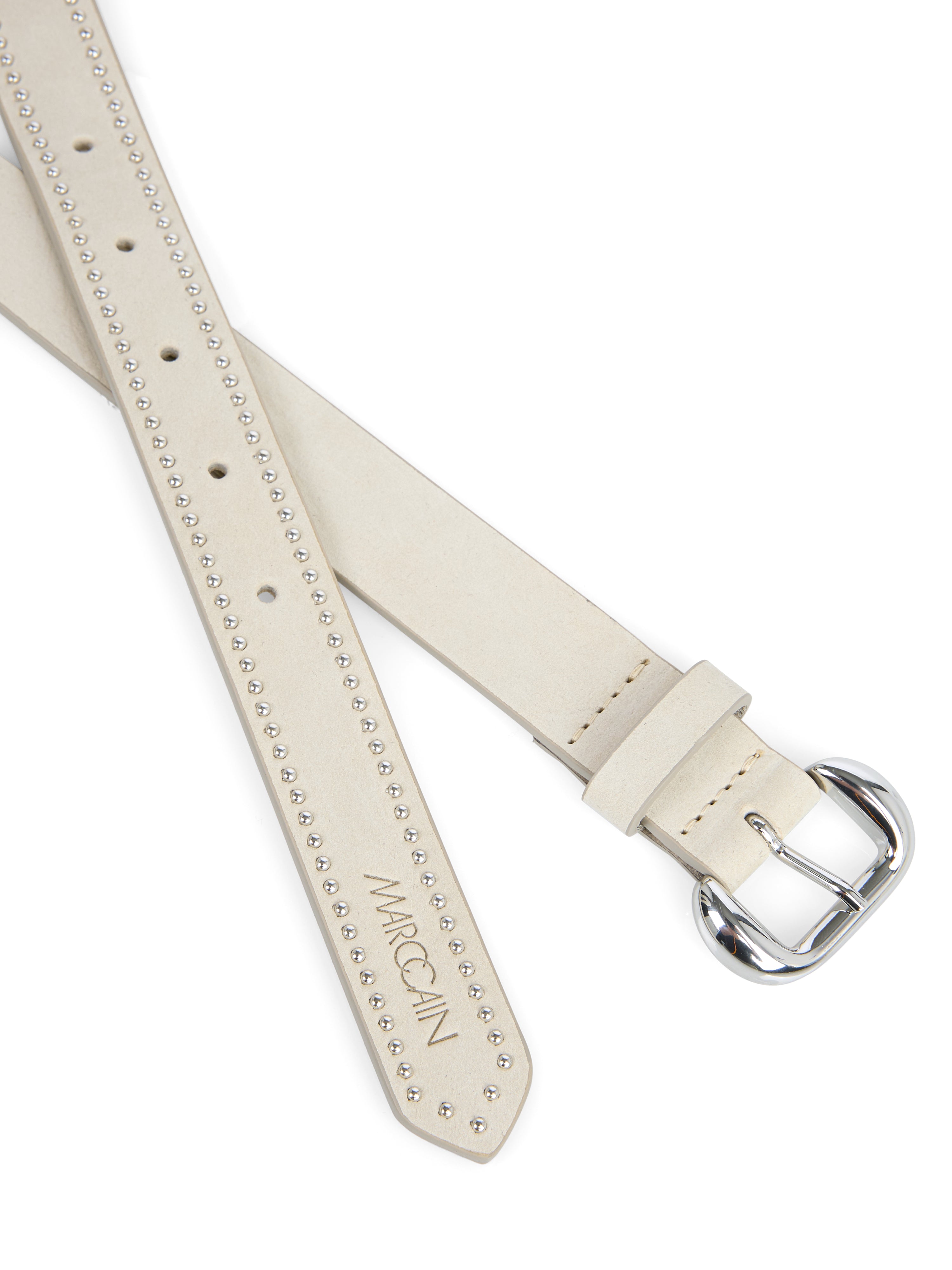 Deep Pearl Leather Belt With Silver Buckle