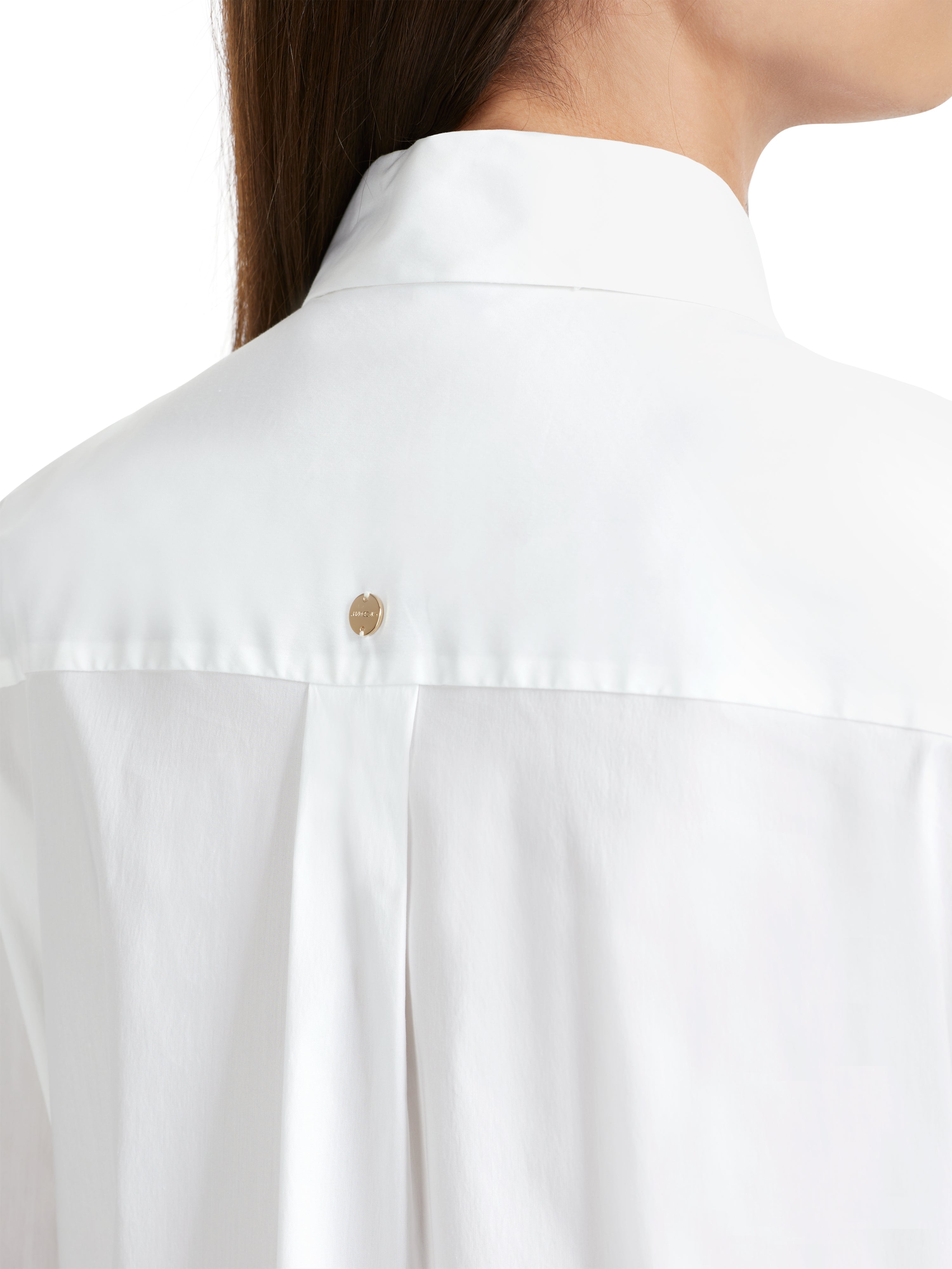 White Stretch Cotton Diamante Trim Shirt