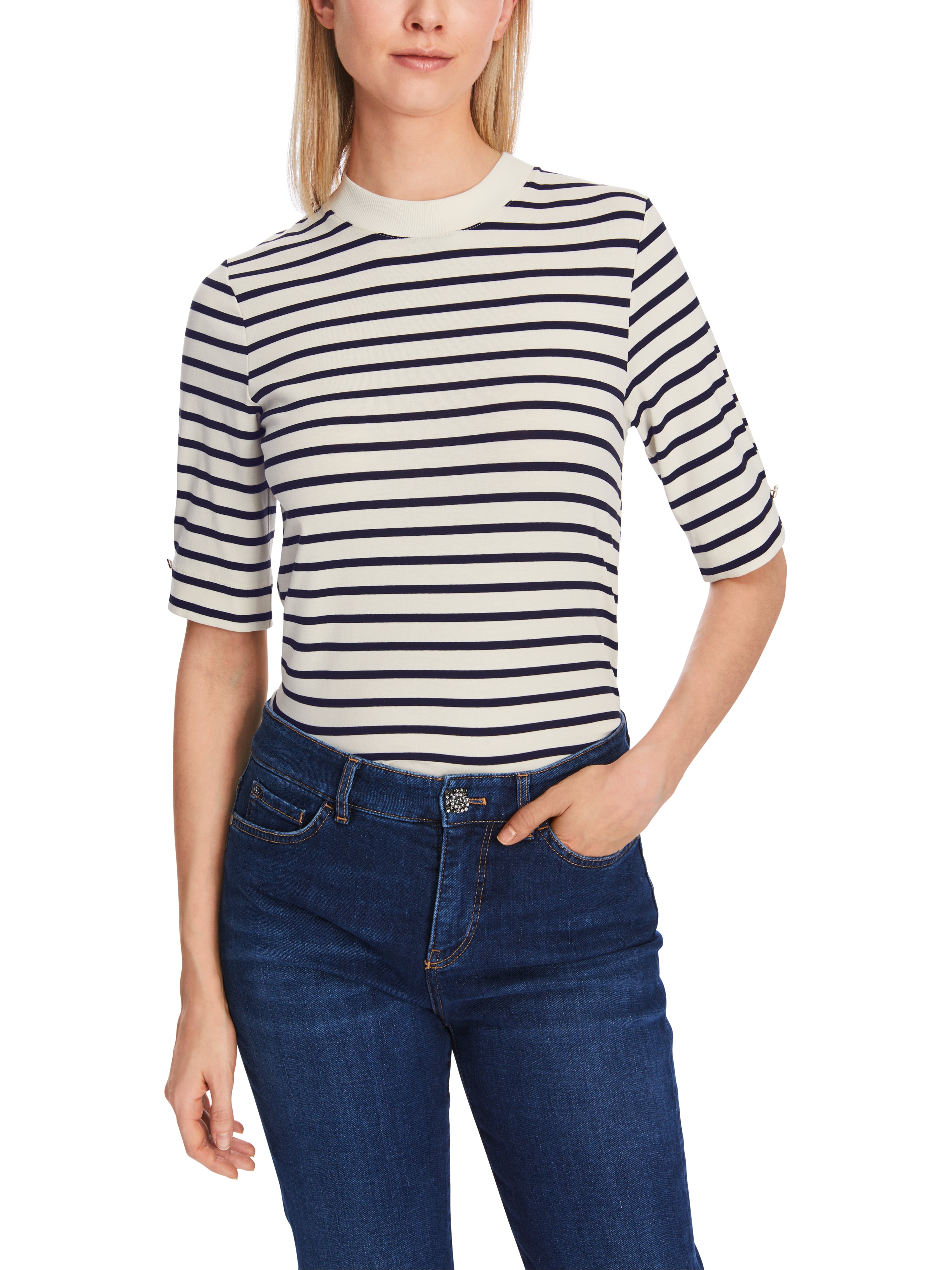 Bright Ecru & Midnight Blue Striped T-Shirt