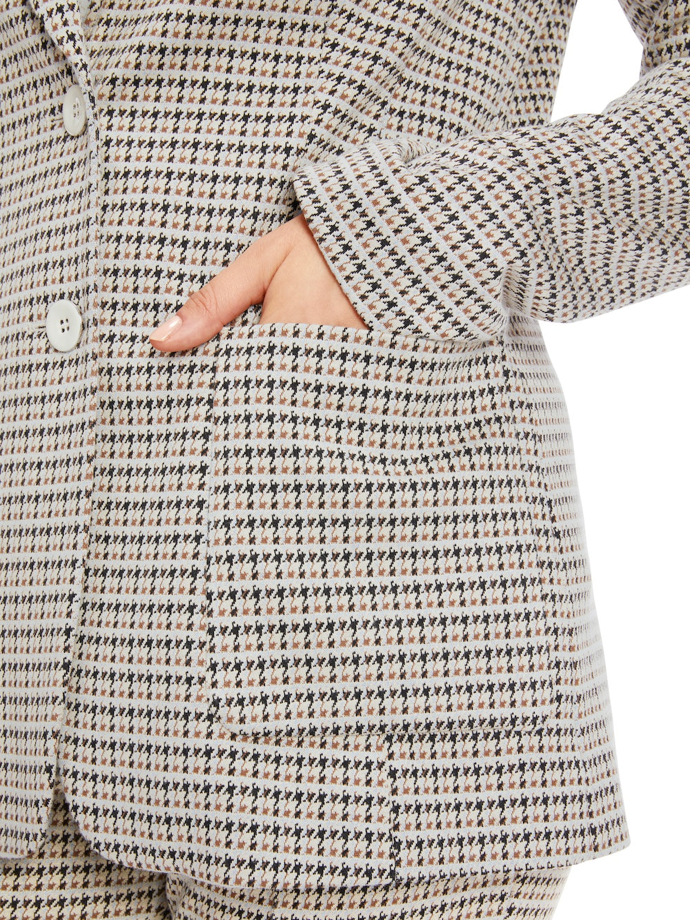 Smoke Houndstooth Single Breasted Blazer