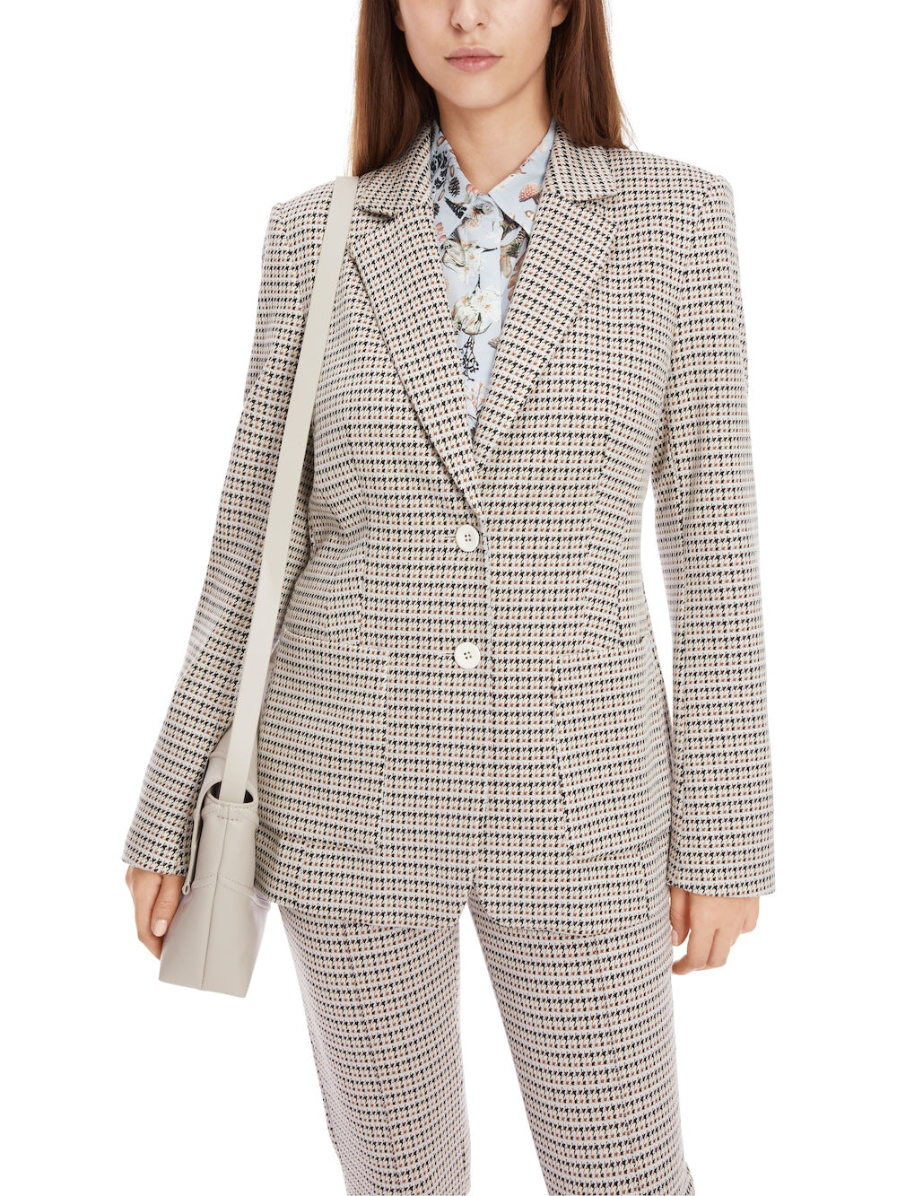 Smoke Houndstooth Single Breasted Blazer