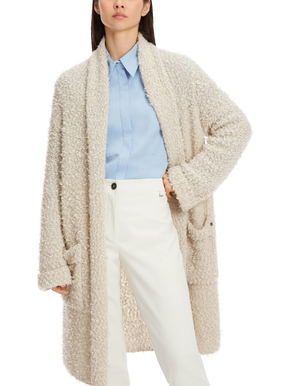 Smoke Bouclé Knit Lurex Cardigan