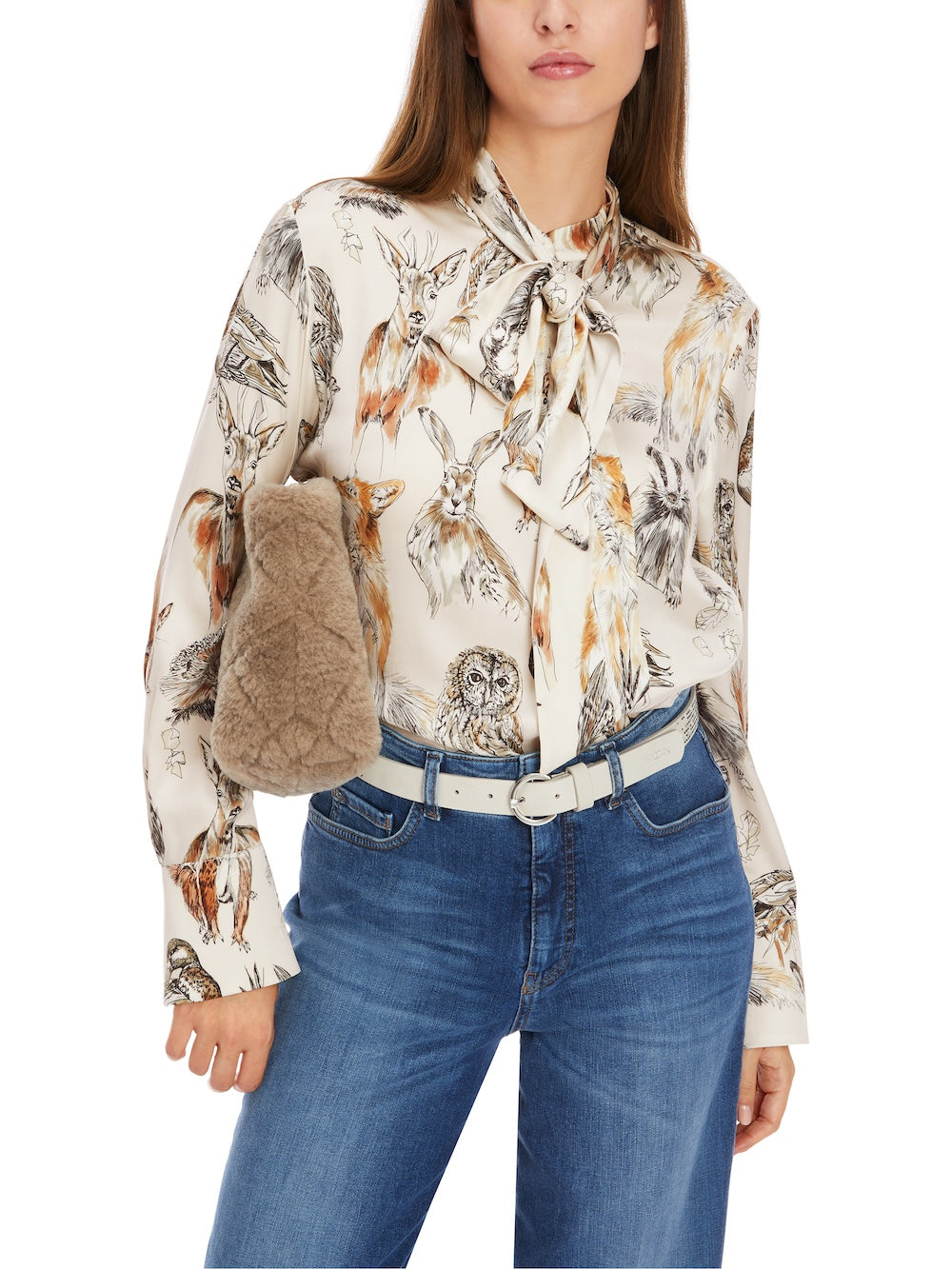 Smoke Fora Print Pussy Bow Blouse