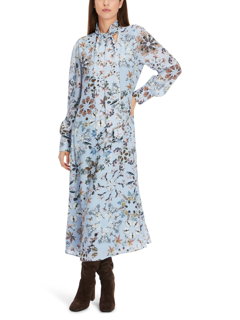 Squill Kalei Printed Pussy Bow Midi Dress