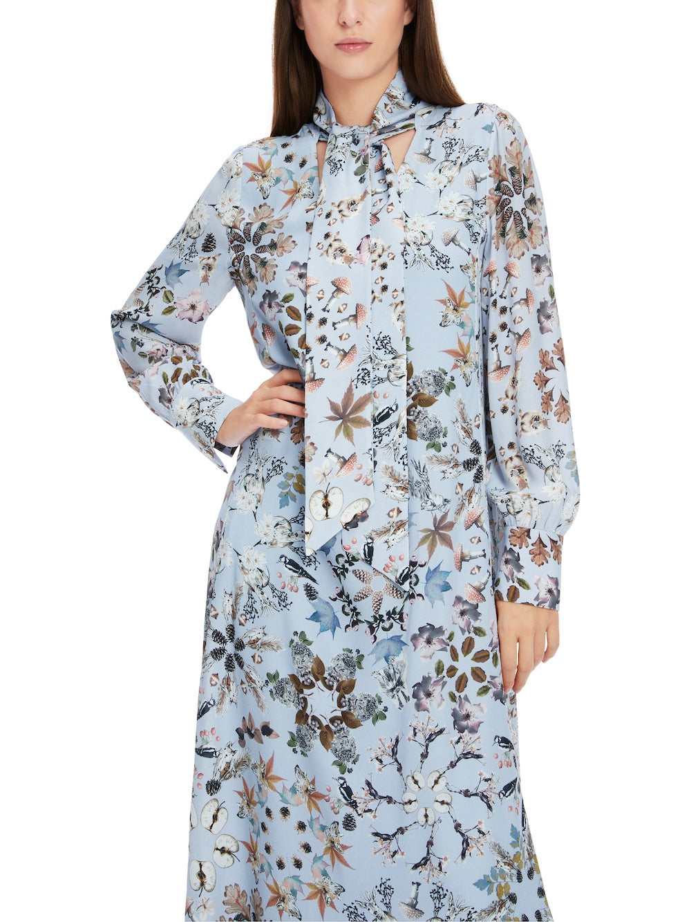 Squill Kalei Printed Pussy Bow Midi Dress