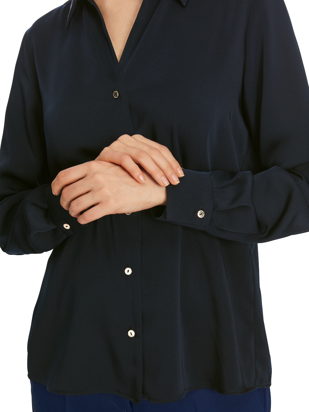 Midnight Blue Blouse With Gold Buttons