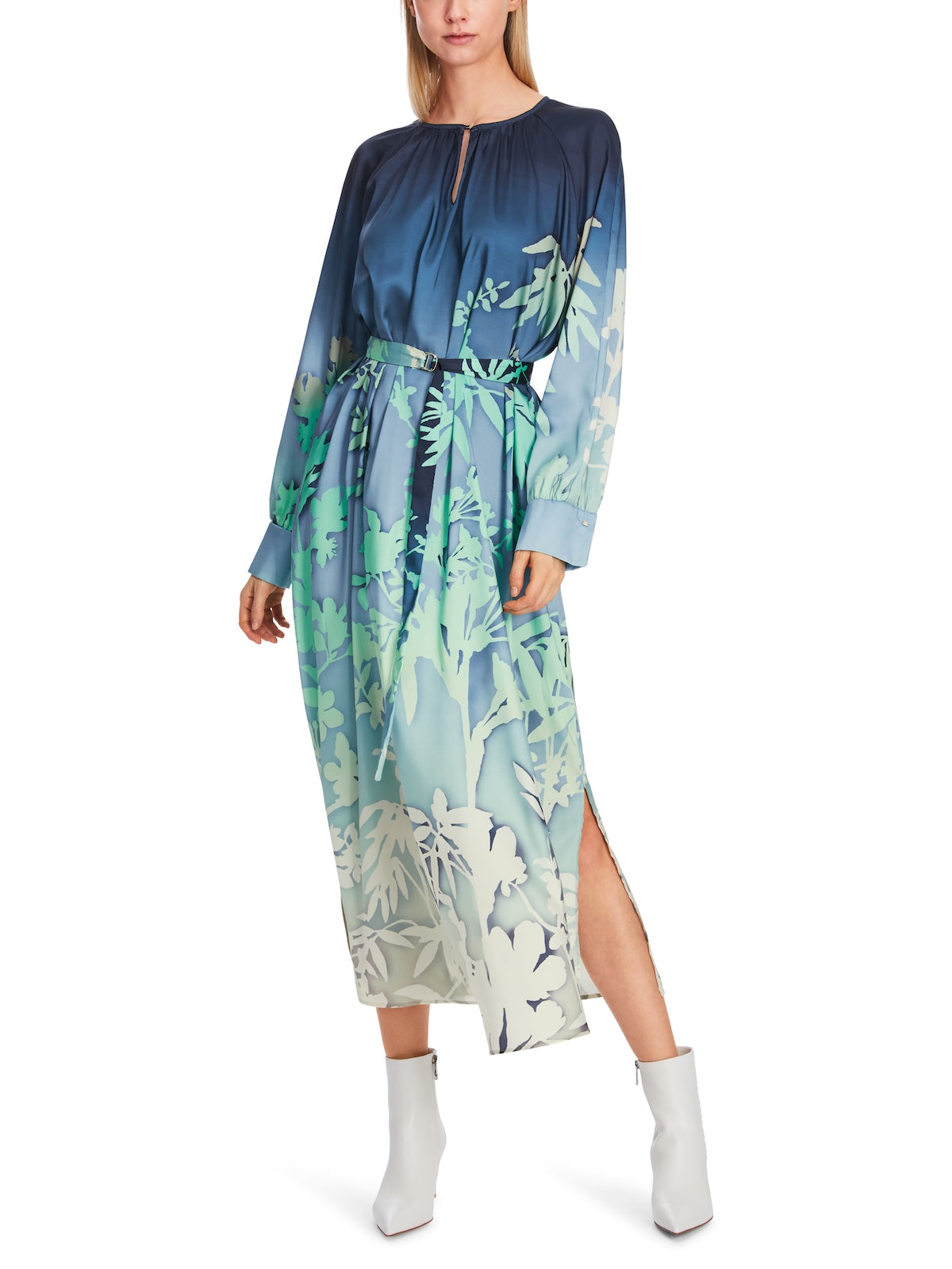 Soft Malachite Poetry Print Midi Dress