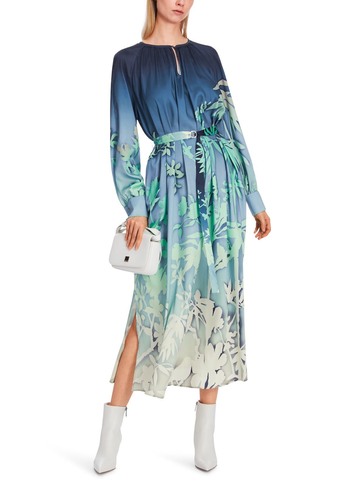 Soft Malachite Poetry Print Midi Dress