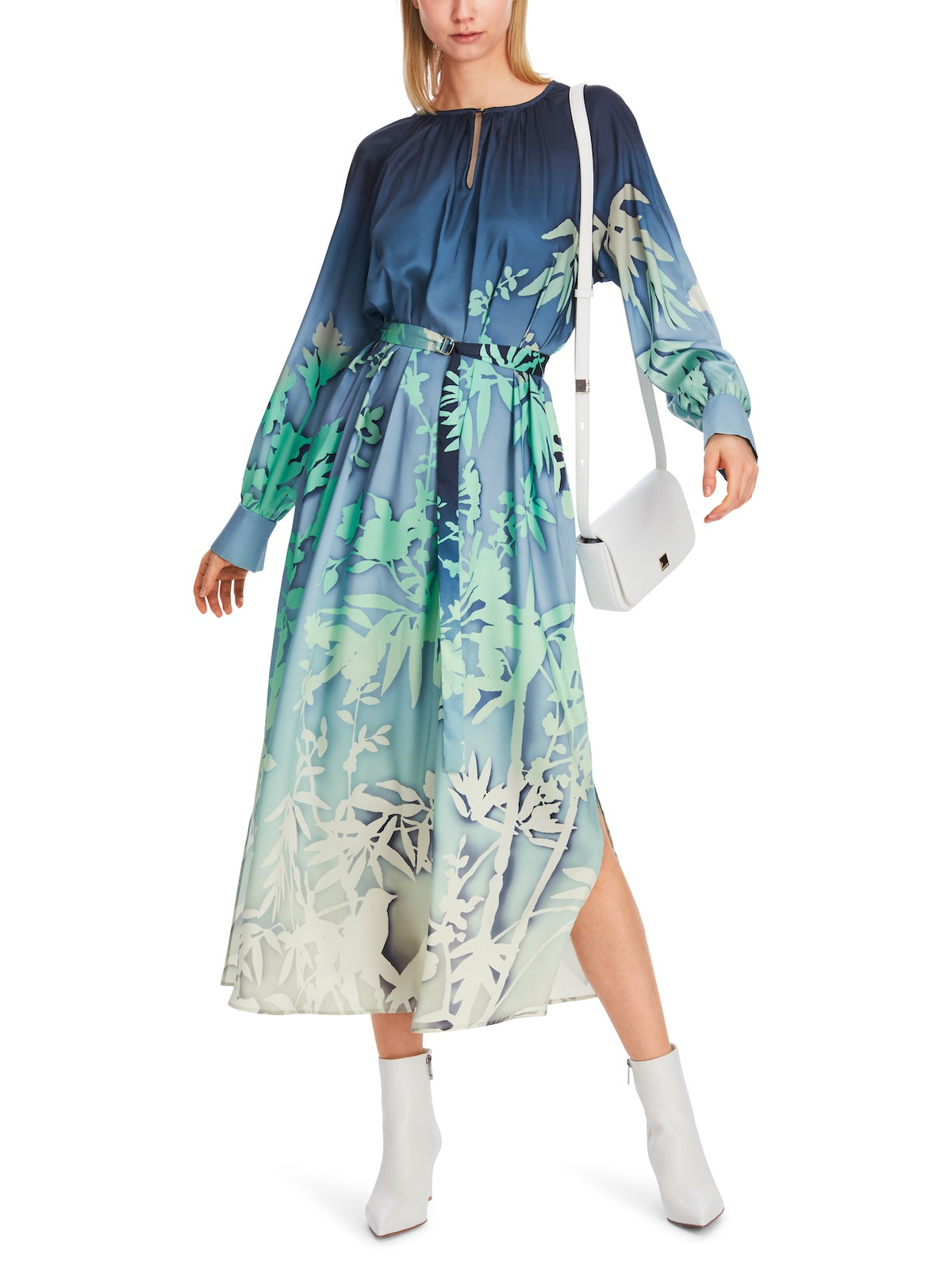 Soft Malachite Poetry Print Midi Dress