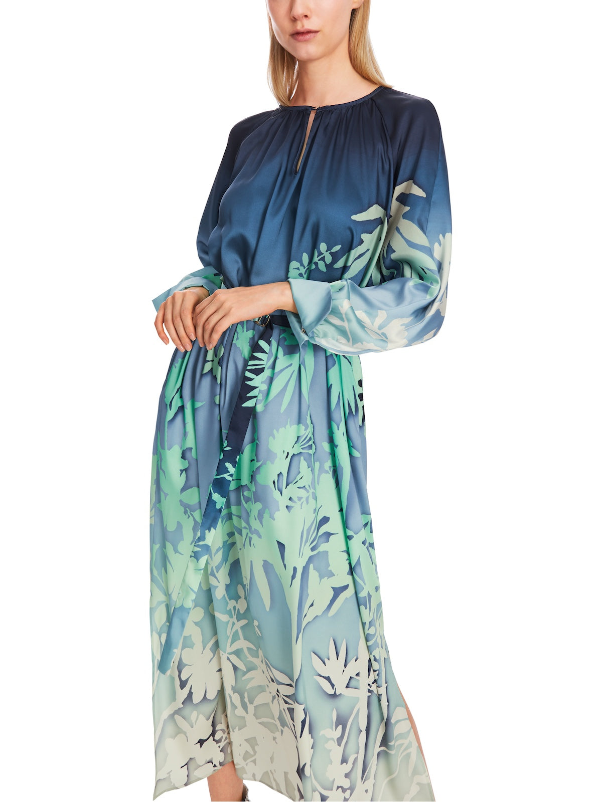 Soft Malachite Poetry Print Midi Dress