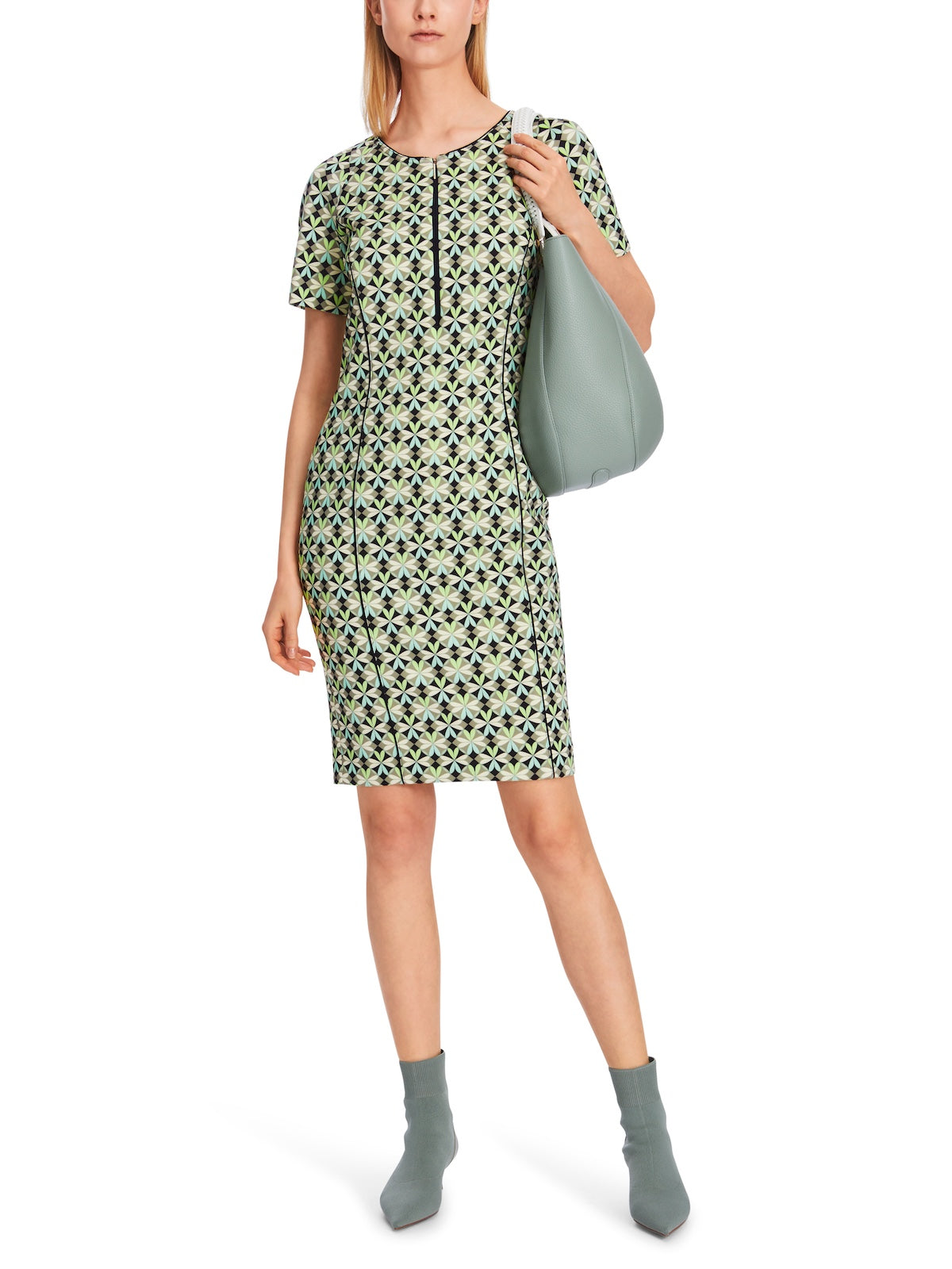 Soft Malachite Heartfoil Print Knee Length Dress