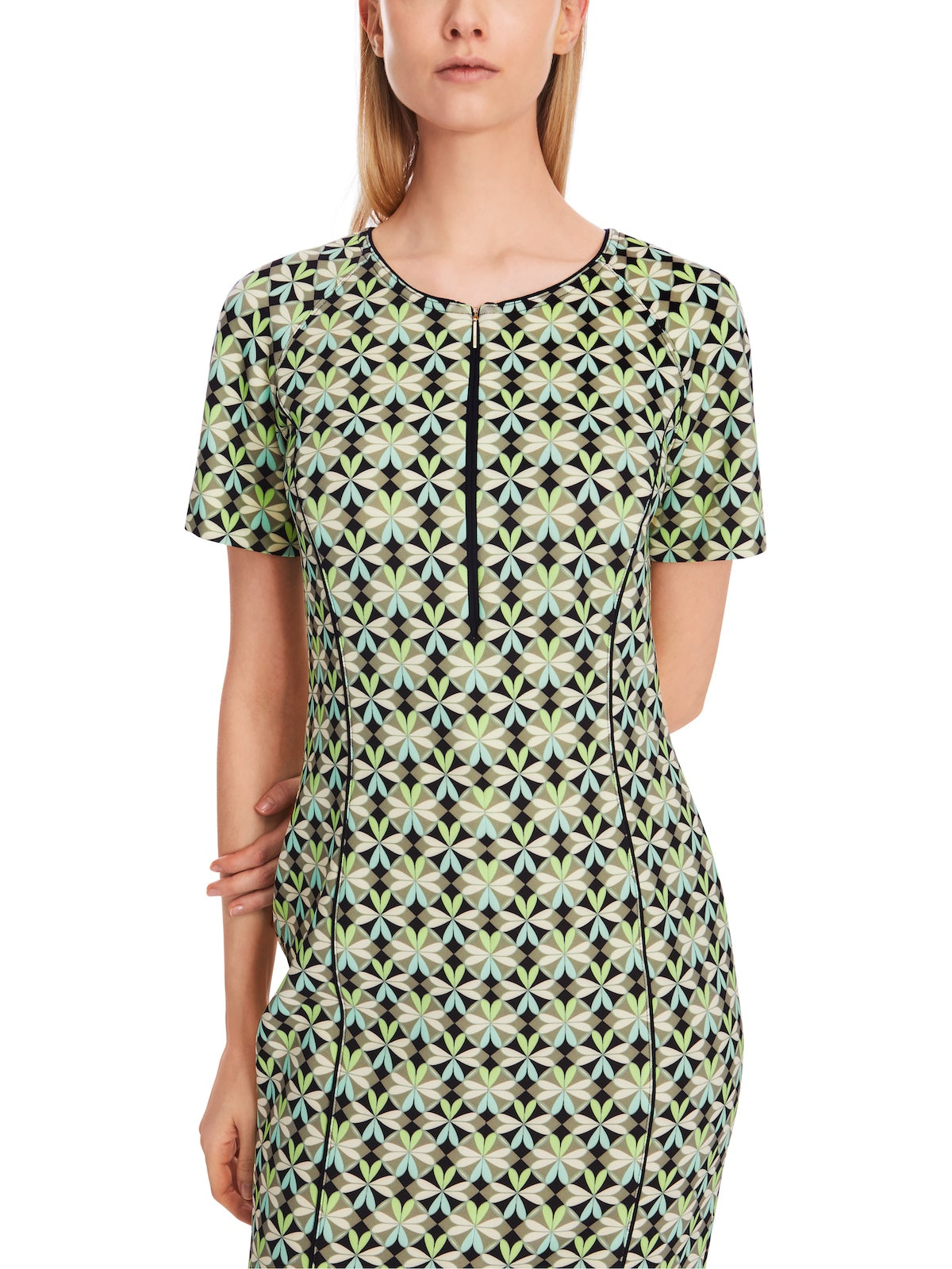 Soft Malachite Heartfoil Print Knee Length Dress