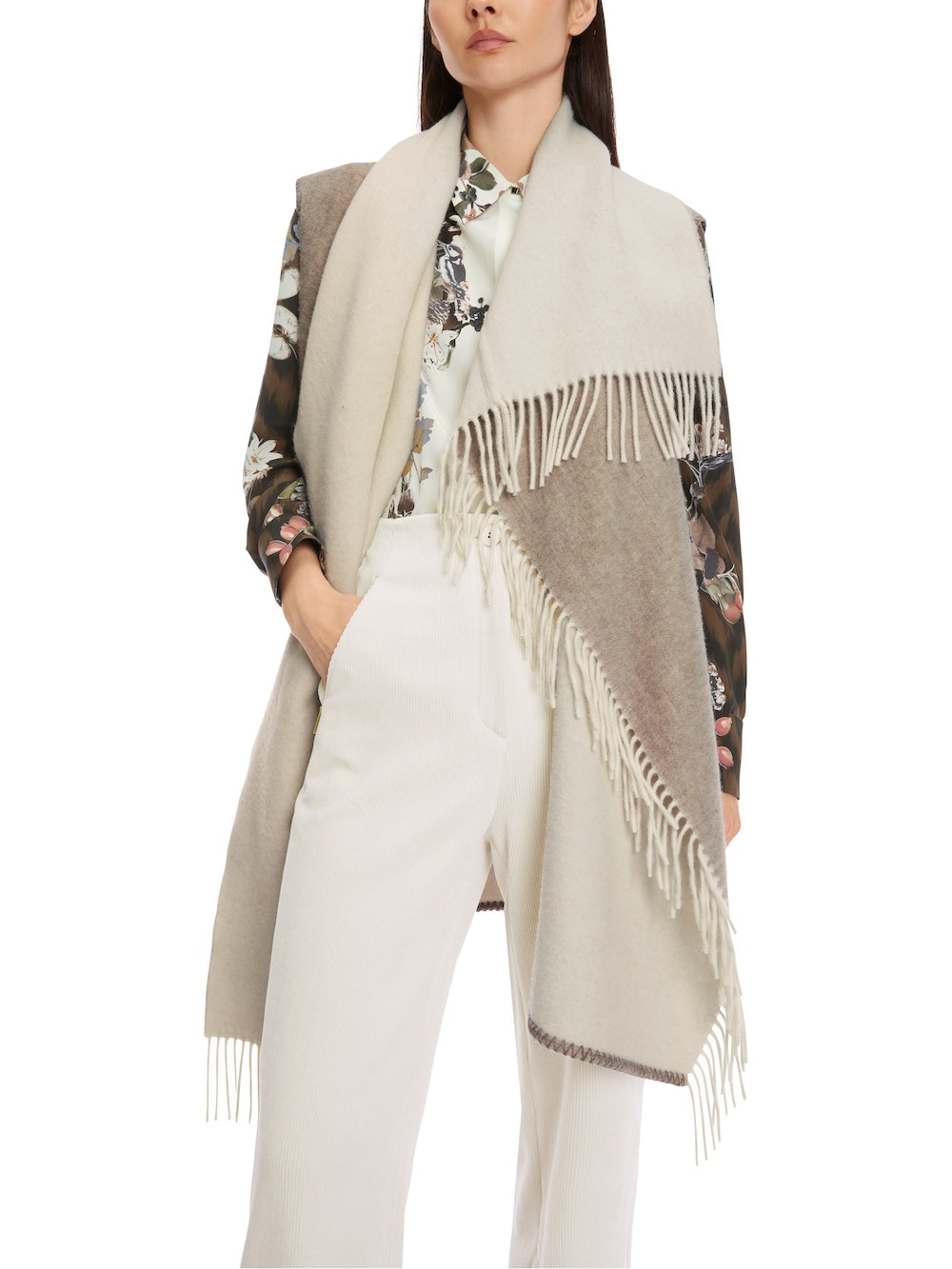 Raffia Melange Reversible Wool Shawl Waistcoat