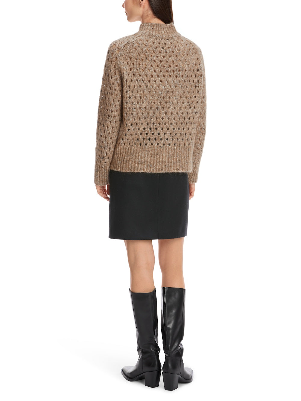 Raffia Melange Pointelle Knit Sweater