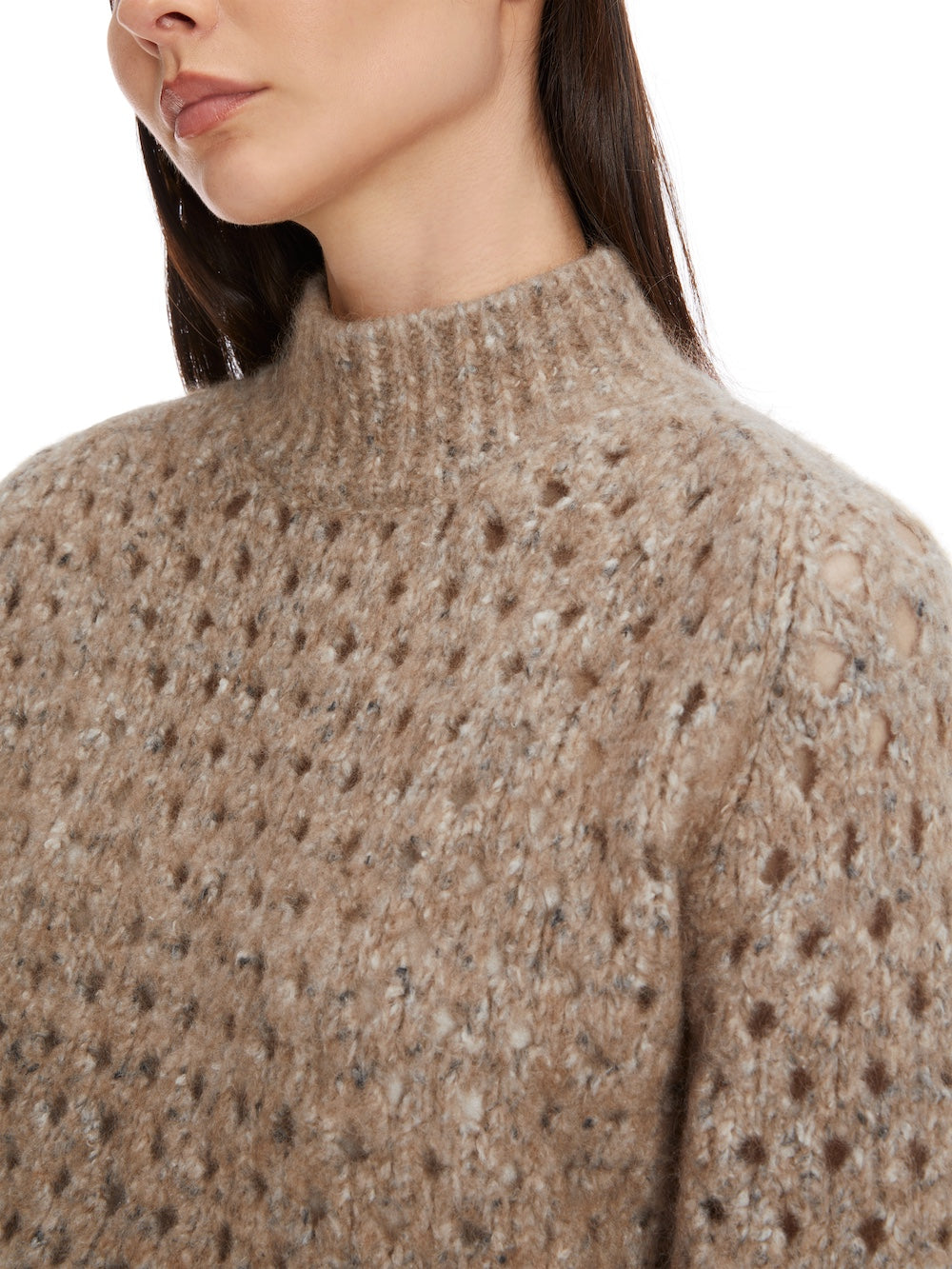 Raffia Melange Pointelle Knit Sweater