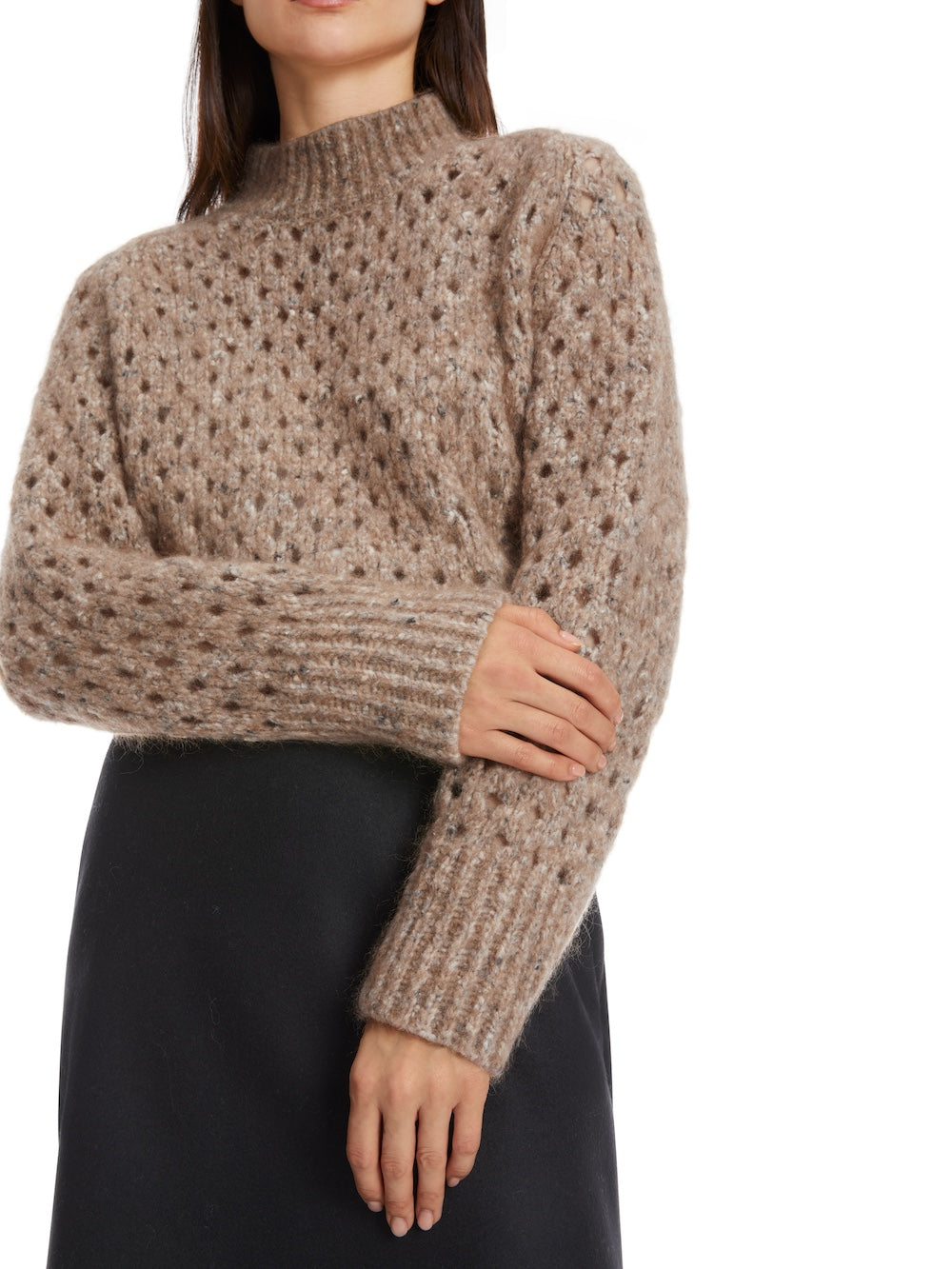 Raffia Melange Pointelle Knit Sweater