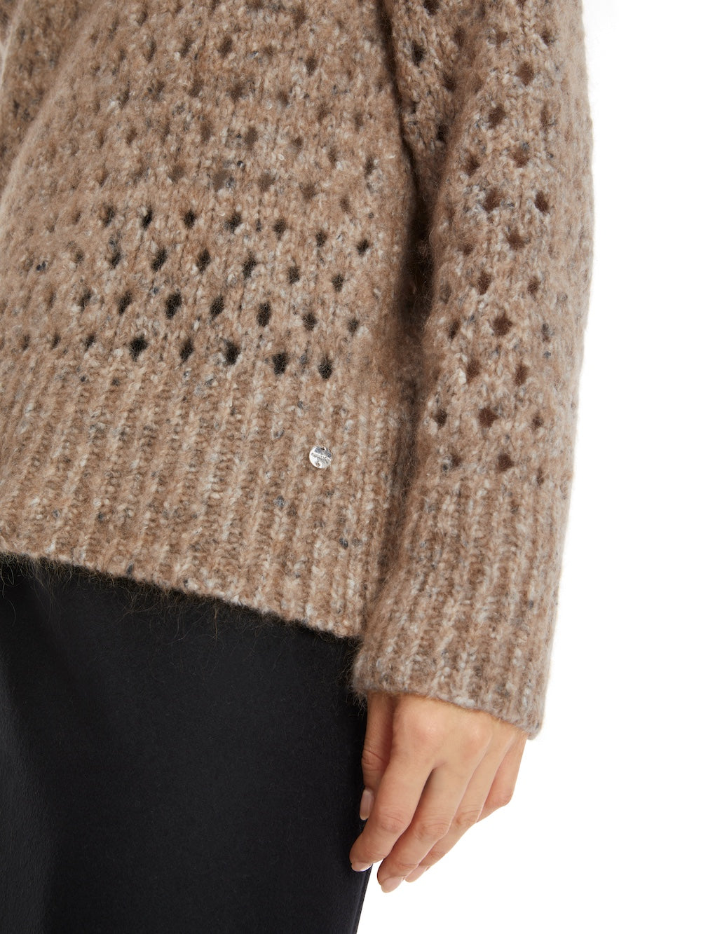 Raffia Melange Pointelle Knit Sweater