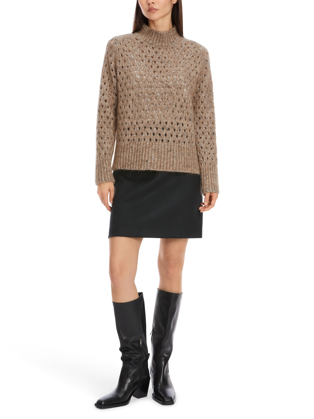 Raffia Melange Pointelle Knit Sweater