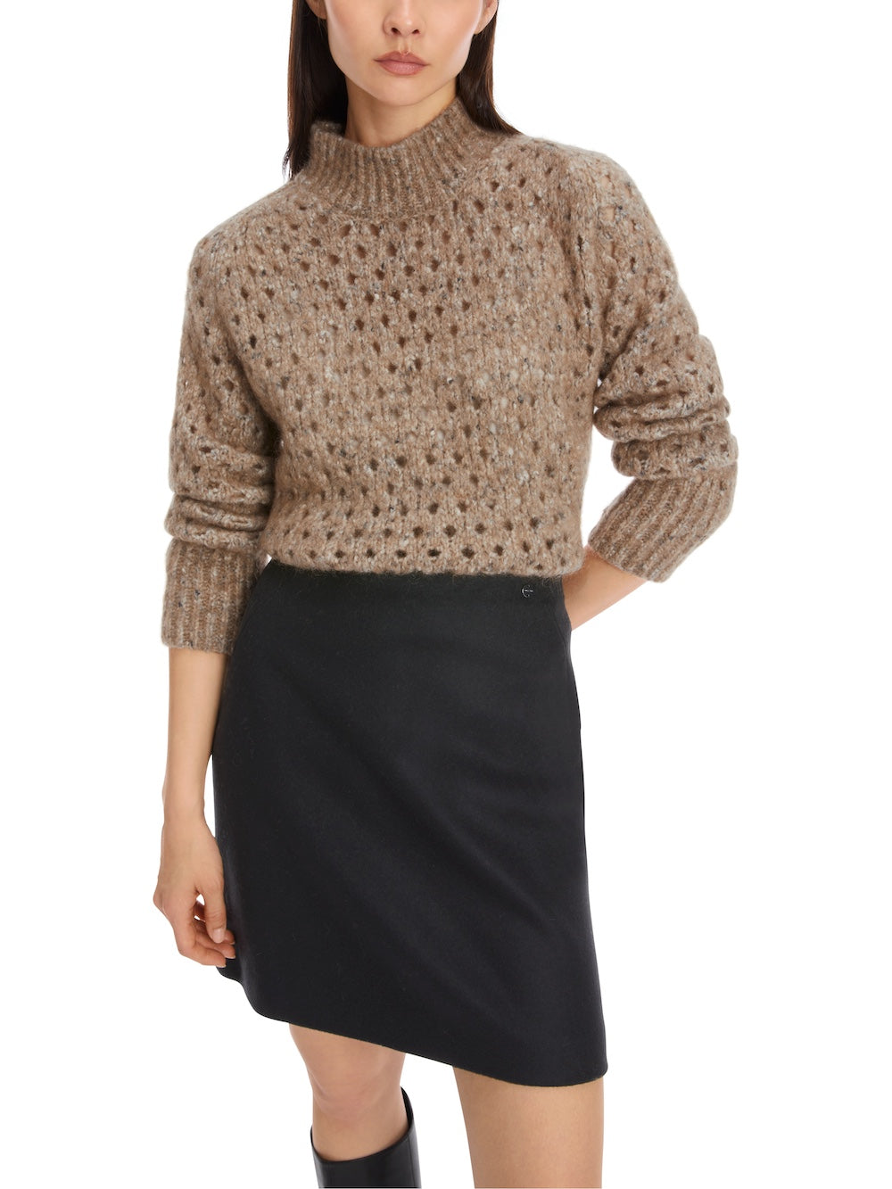 Raffia Melange Pointelle Knit Sweater