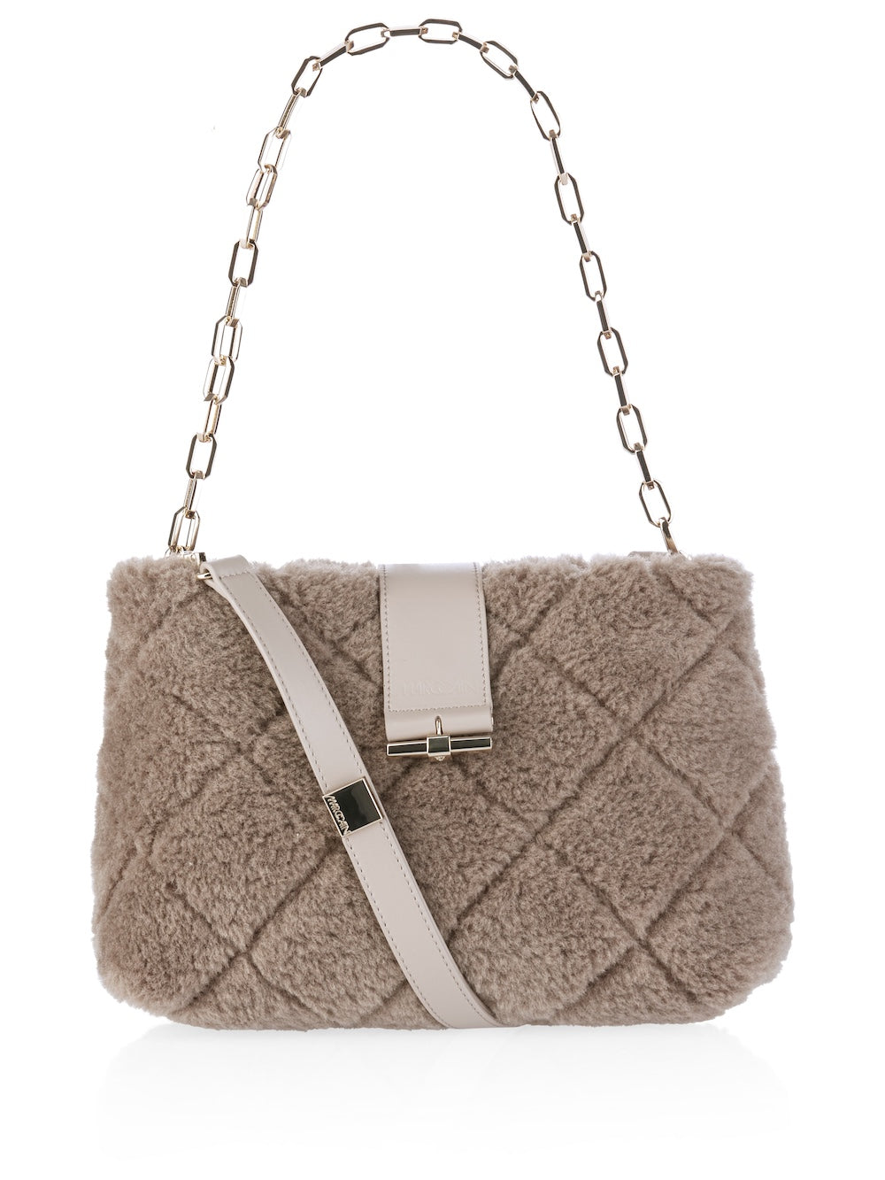 Raffia Melange Fun Fur Shoulder Bag