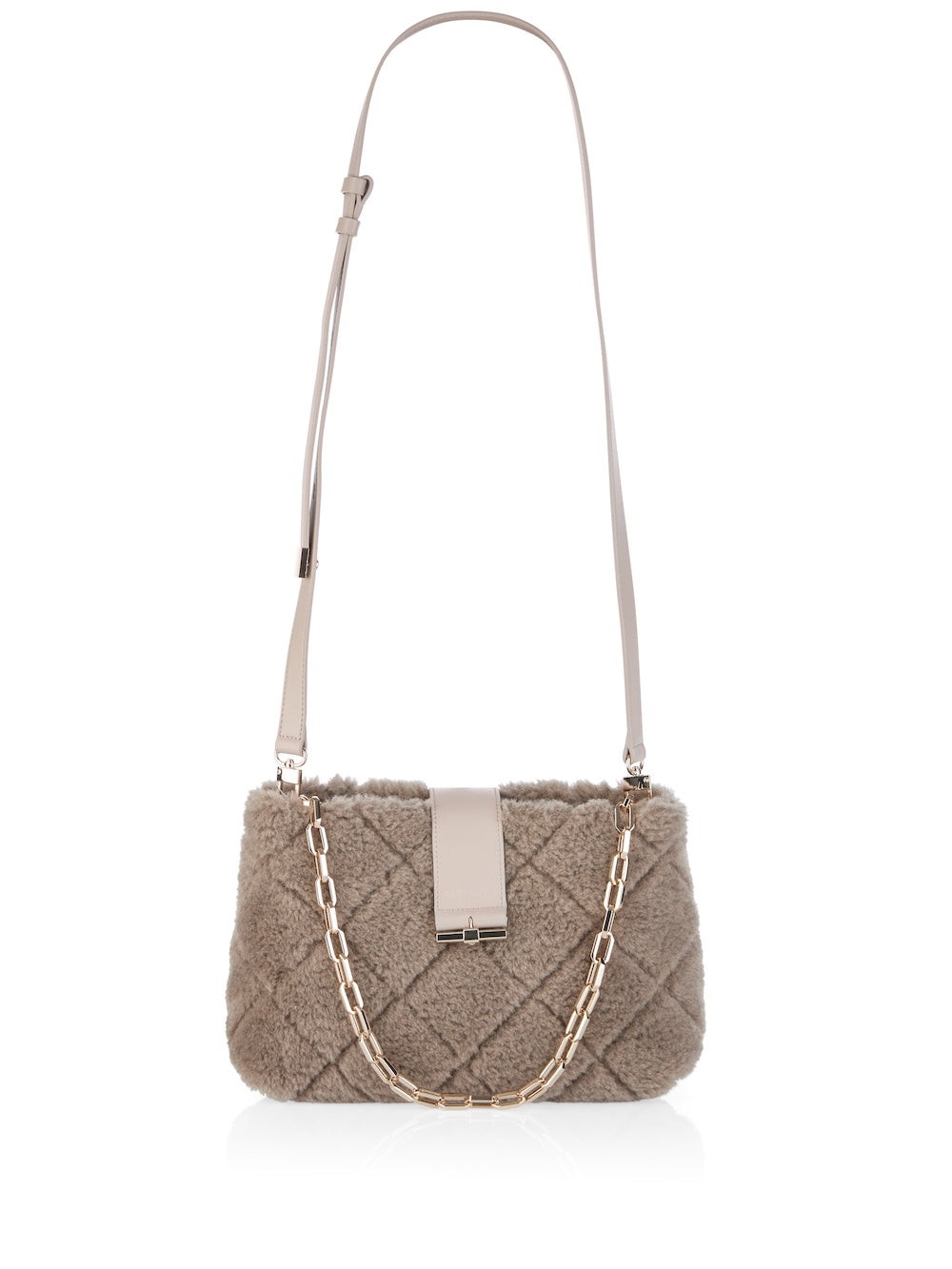 Raffia Melange Fun Fur Shoulder Bag