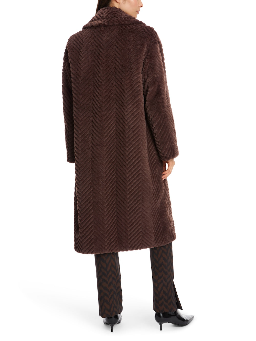 Deep Wood Faux Fur Midi Coat