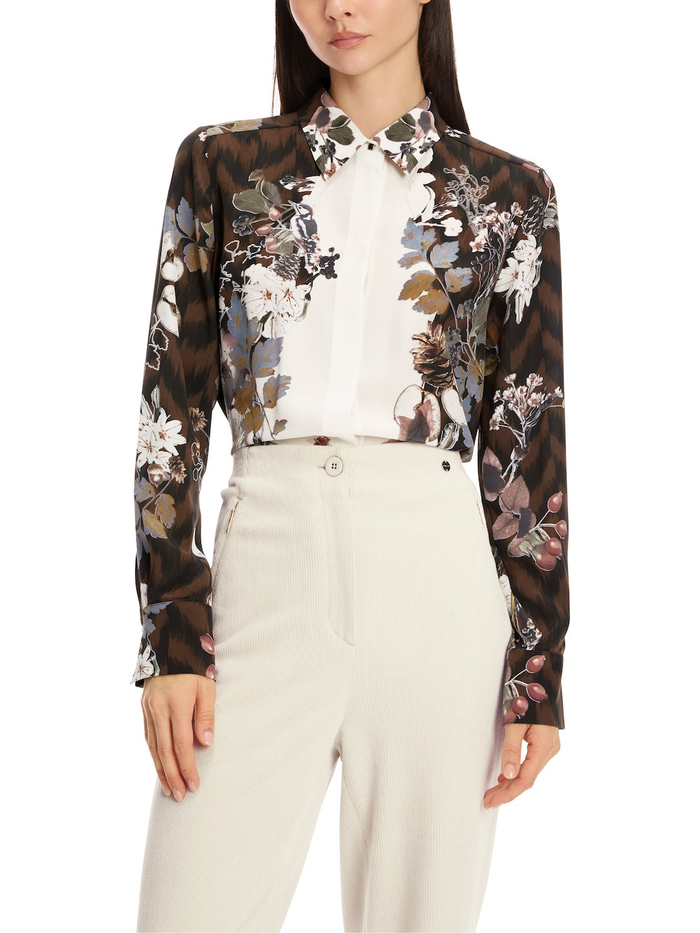 Deep Wood Printed Silk Shirt