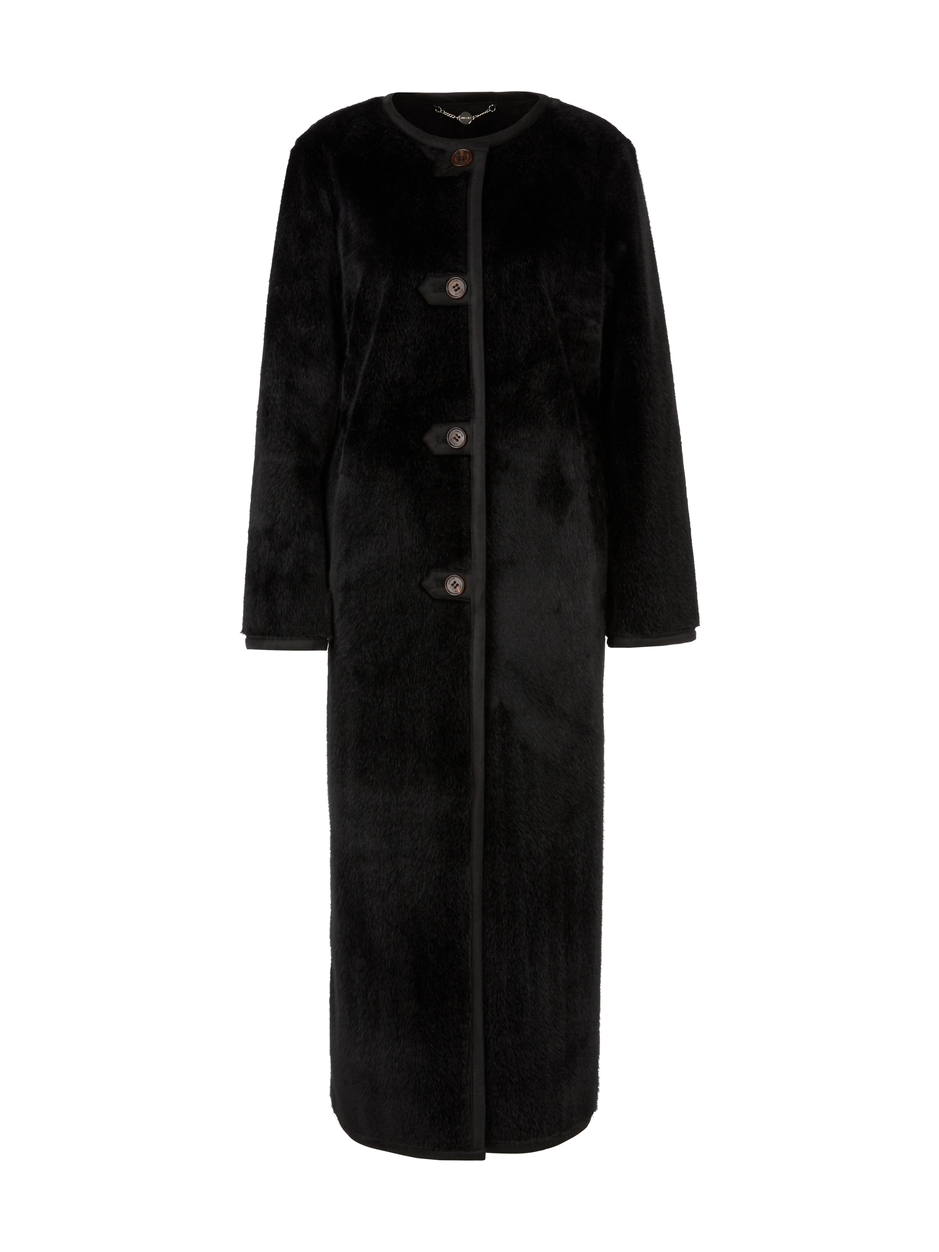 Black Midi Faux Fur Coat