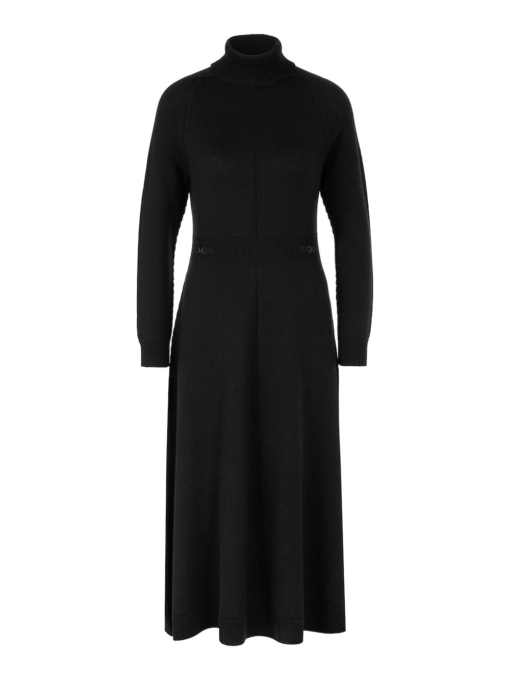 Black Pure Wool Midi Dress