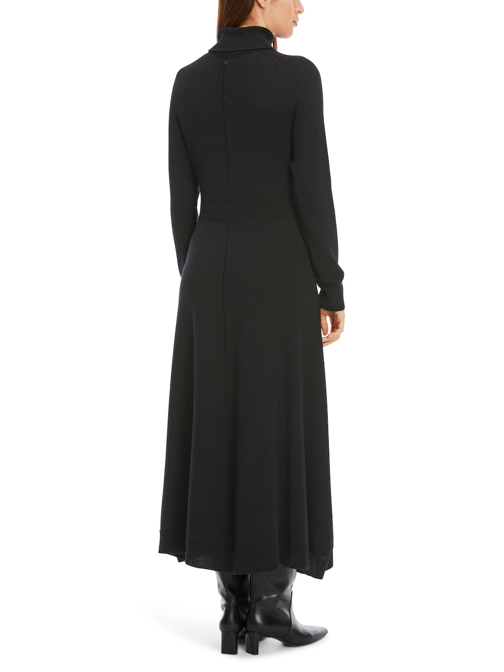 Black Pure Wool Midi Dress