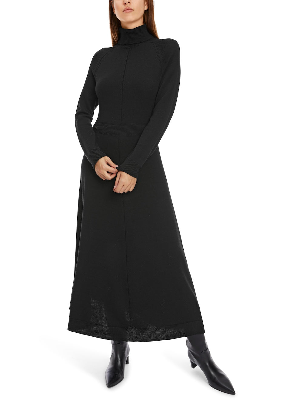 Black Pure Wool Midi Dress