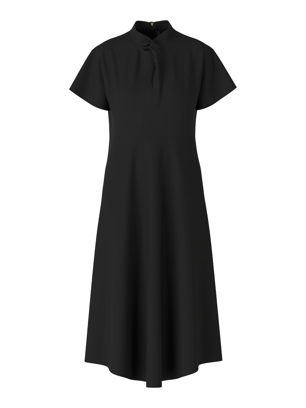 Black Twist Neck A-Line Midi Dress