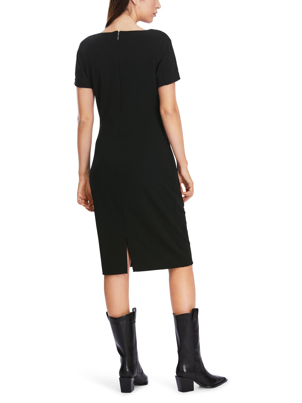 Black Ruched Knee Length Shift Dress