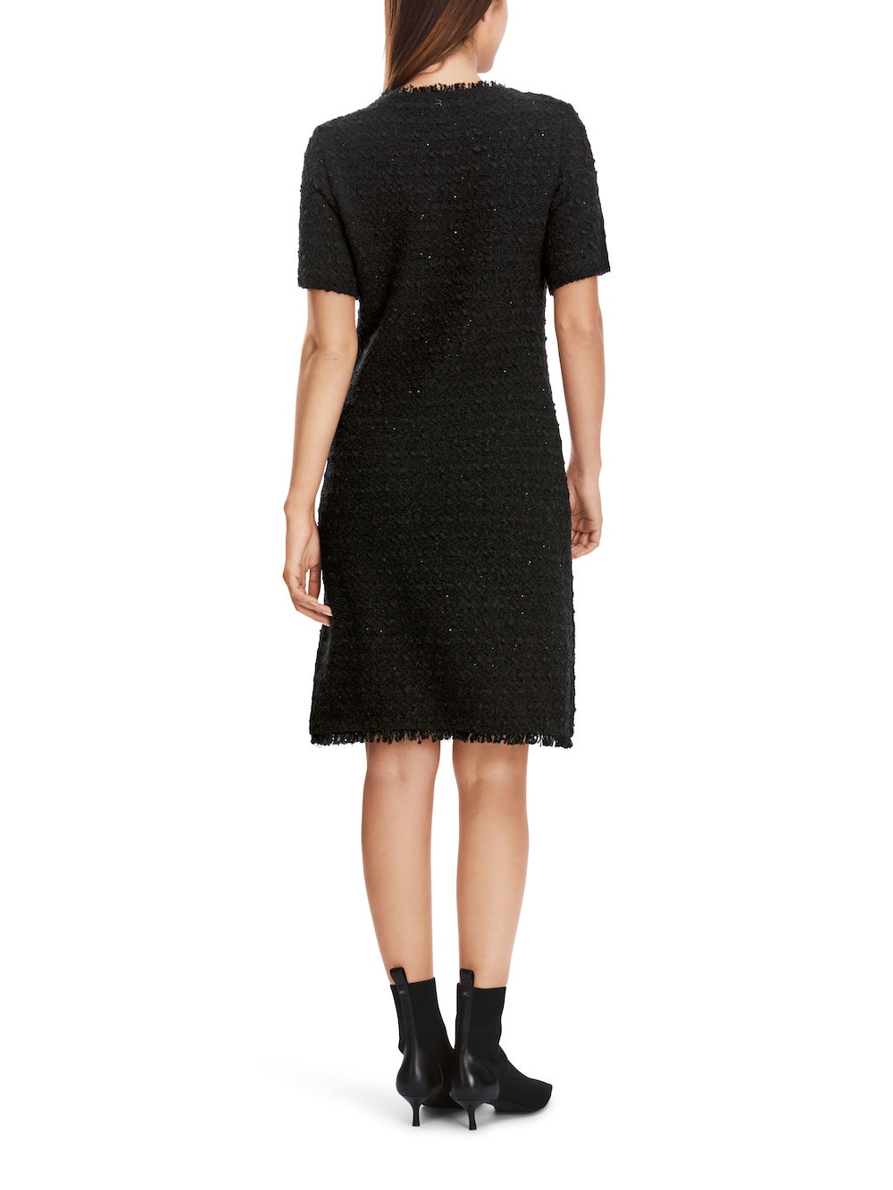 Black Lurex Bouclé Knit Knee Length Dress