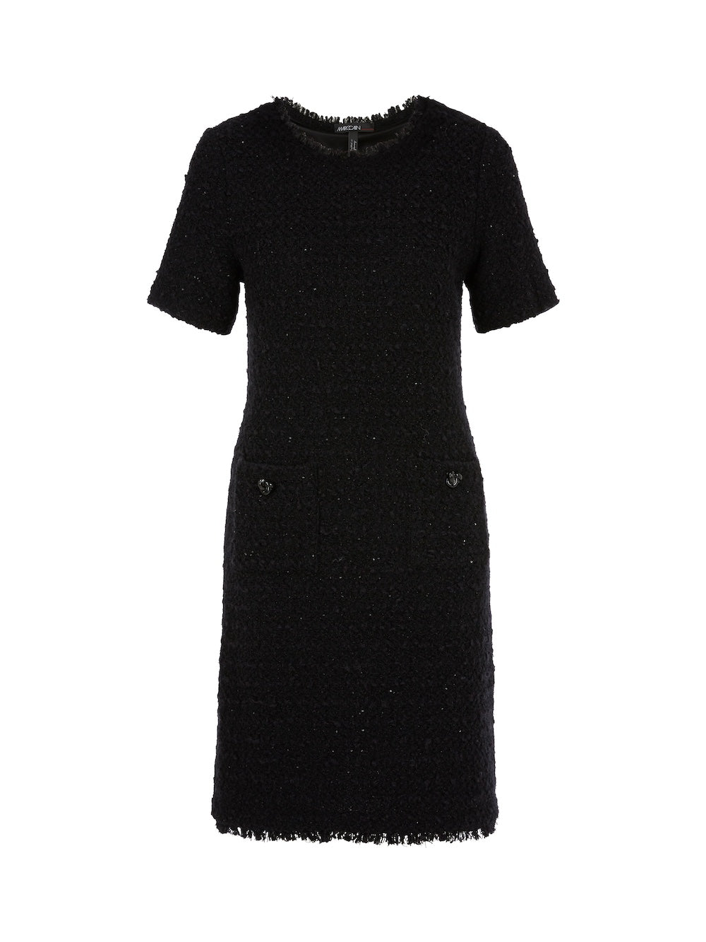 Black Lurex Bouclé Knit Knee Length Dress