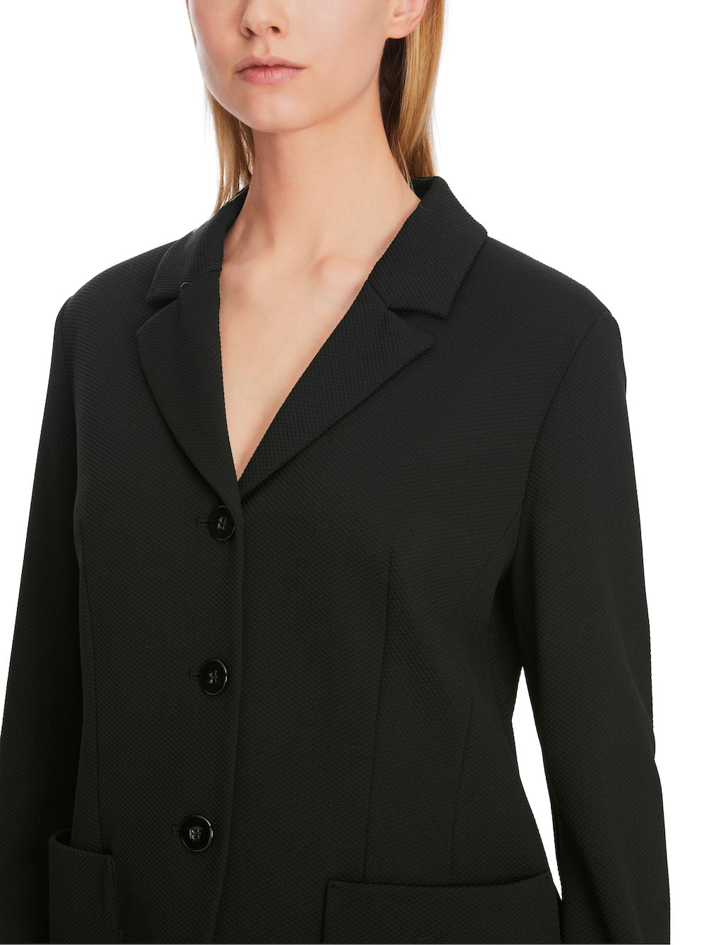 Black Textured Single Breasted Blazer