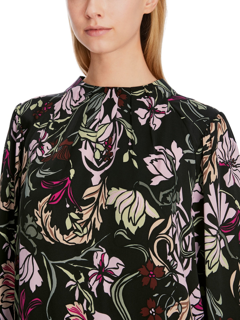 Black Twine Print Silk Blouse