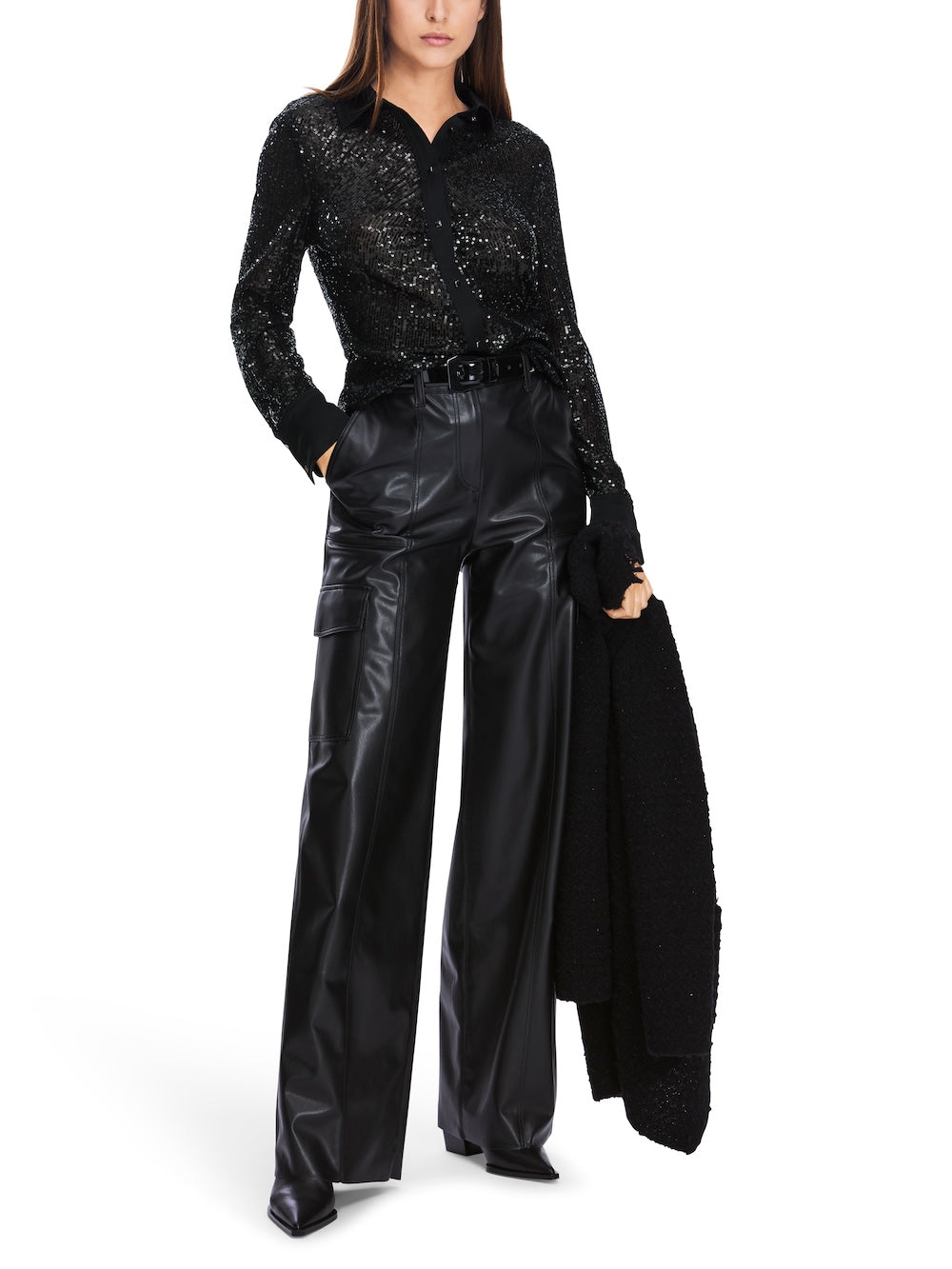 Black Shimmering Sequinned Shirt