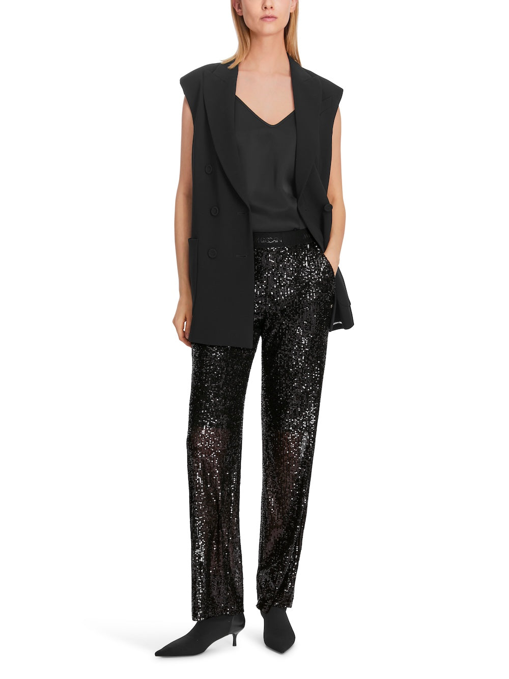 Black Washington Wide Leg Sequin Pants