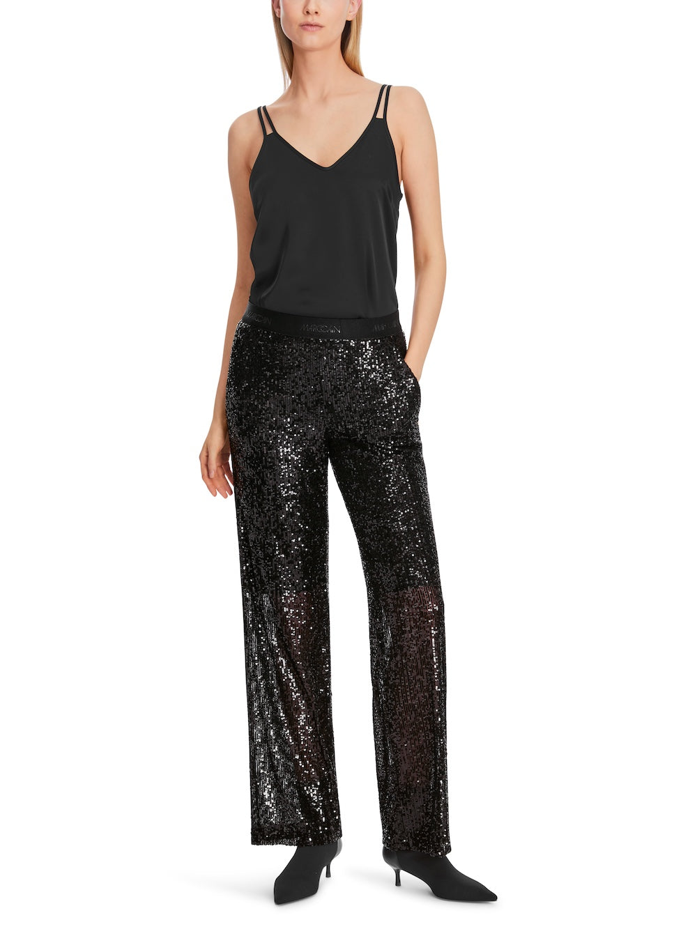 Black Washington Wide Leg Sequin Pants