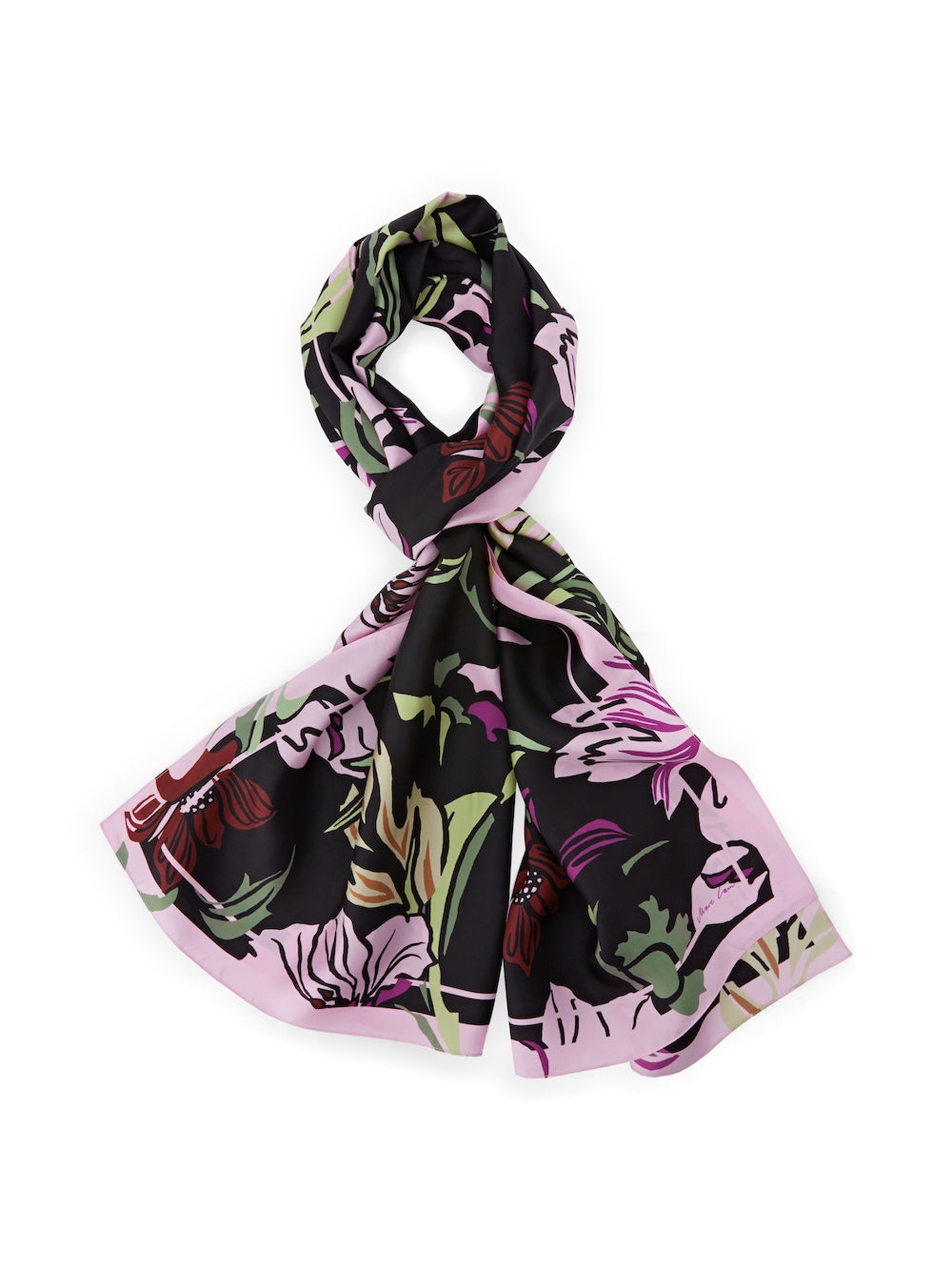 Black Twine Print Silk Scarf