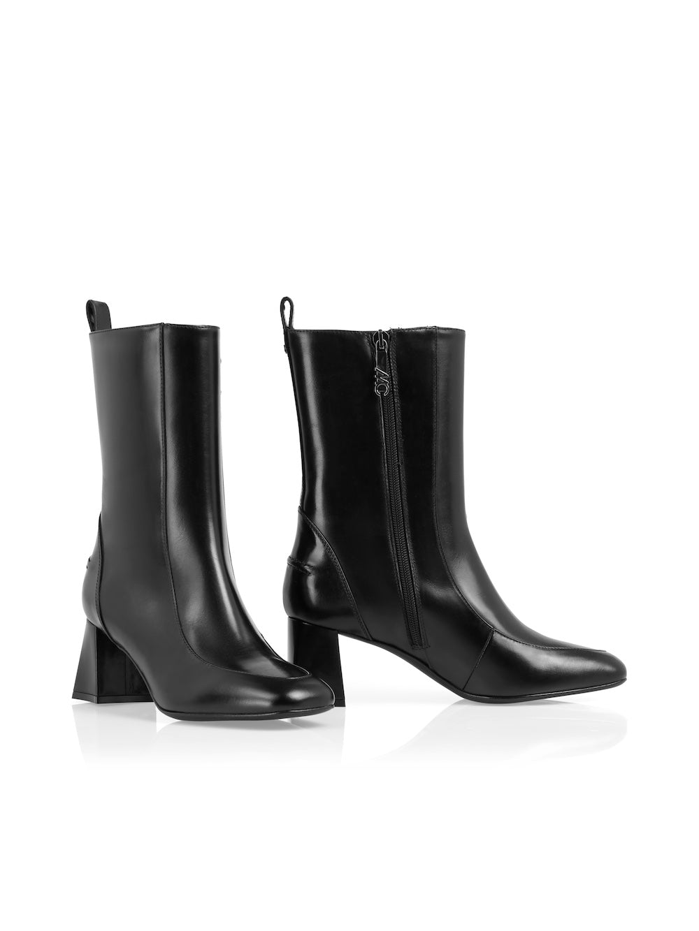 Black Leather Heeled Boots