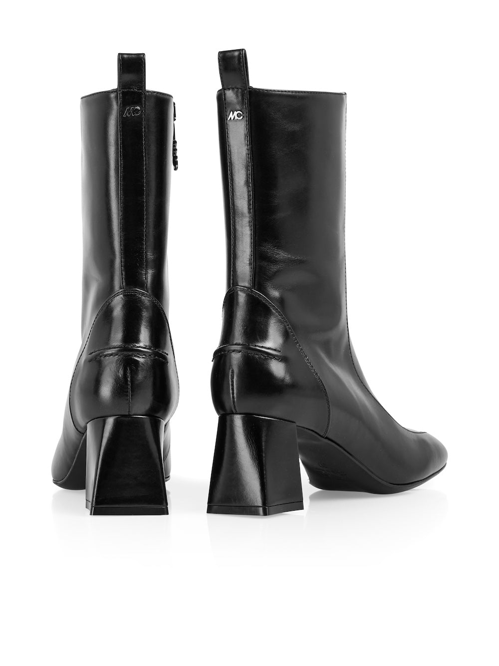 Black Leather Heeled Boots